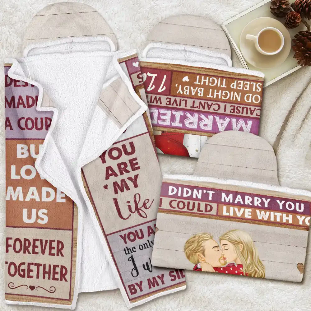 Kissing Couple Love Made Us Forever Together - Personalized Wearable Hooded Blanket - Gift For Couple, Husband Wife, Anniversary Gift - GR7 NA94 - Image 3