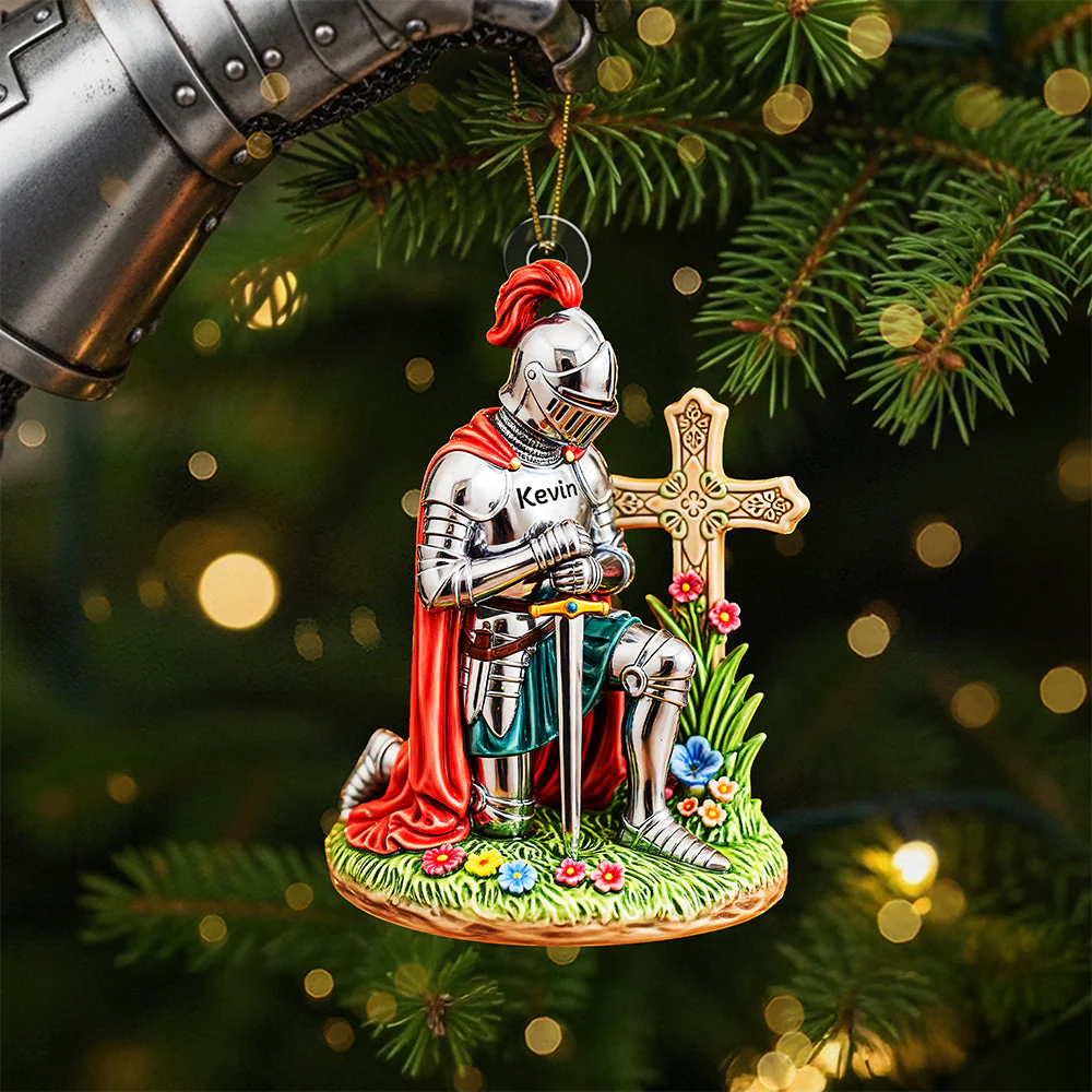 Kneeing Knight - Personalized Acrylic Ornament - Gifts For Christians TD118