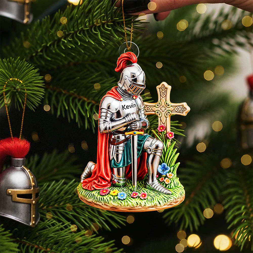 Kneeing Knight - Personalized Acrylic Ornament - Gifts For Christians TD118 - Image 2