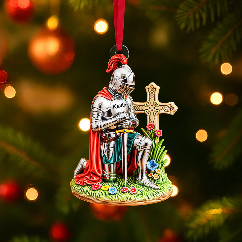 Kneeing Knight - Personalized Acrylic Ornament - Gifts For Christians TD118 - Image 3