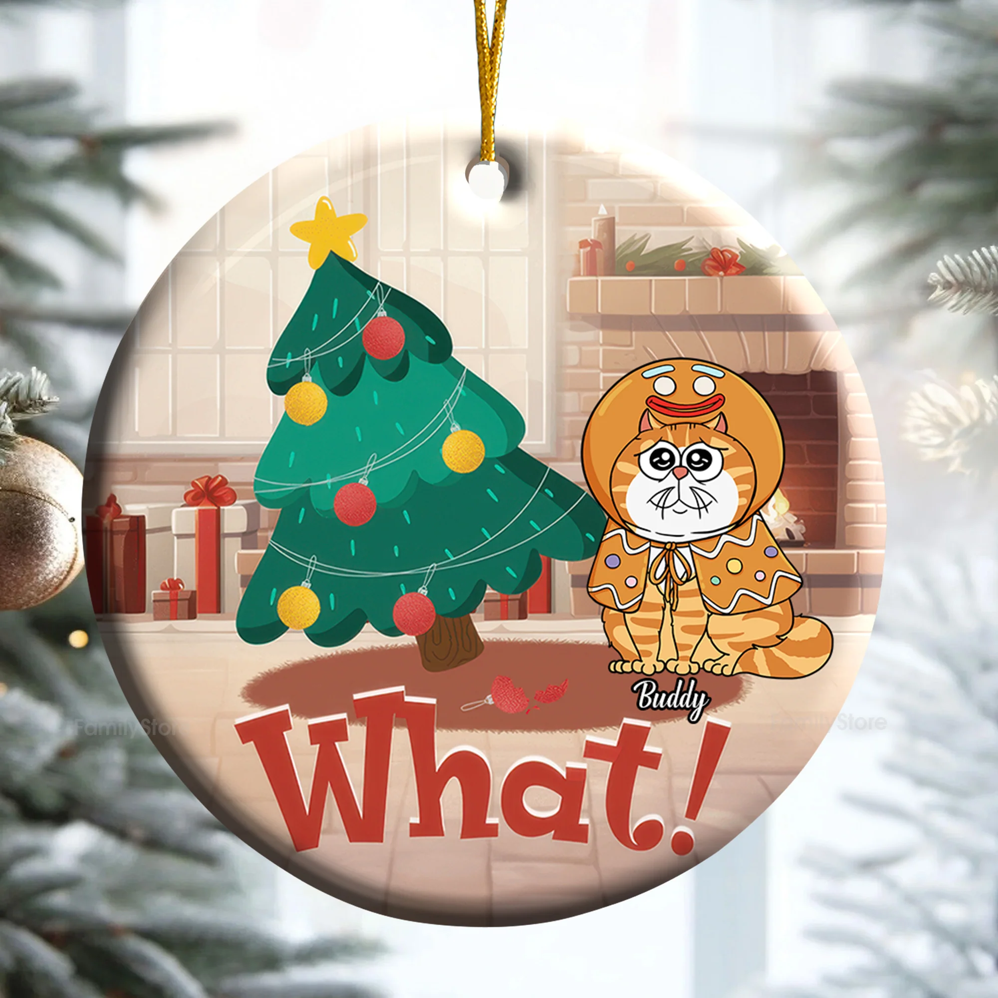 Knocked Down The Christmas Tree - Gift For Cat Lover, Pet Lovers - Personalized Ceramic Ornament - CLP03 NH96 - Image 2