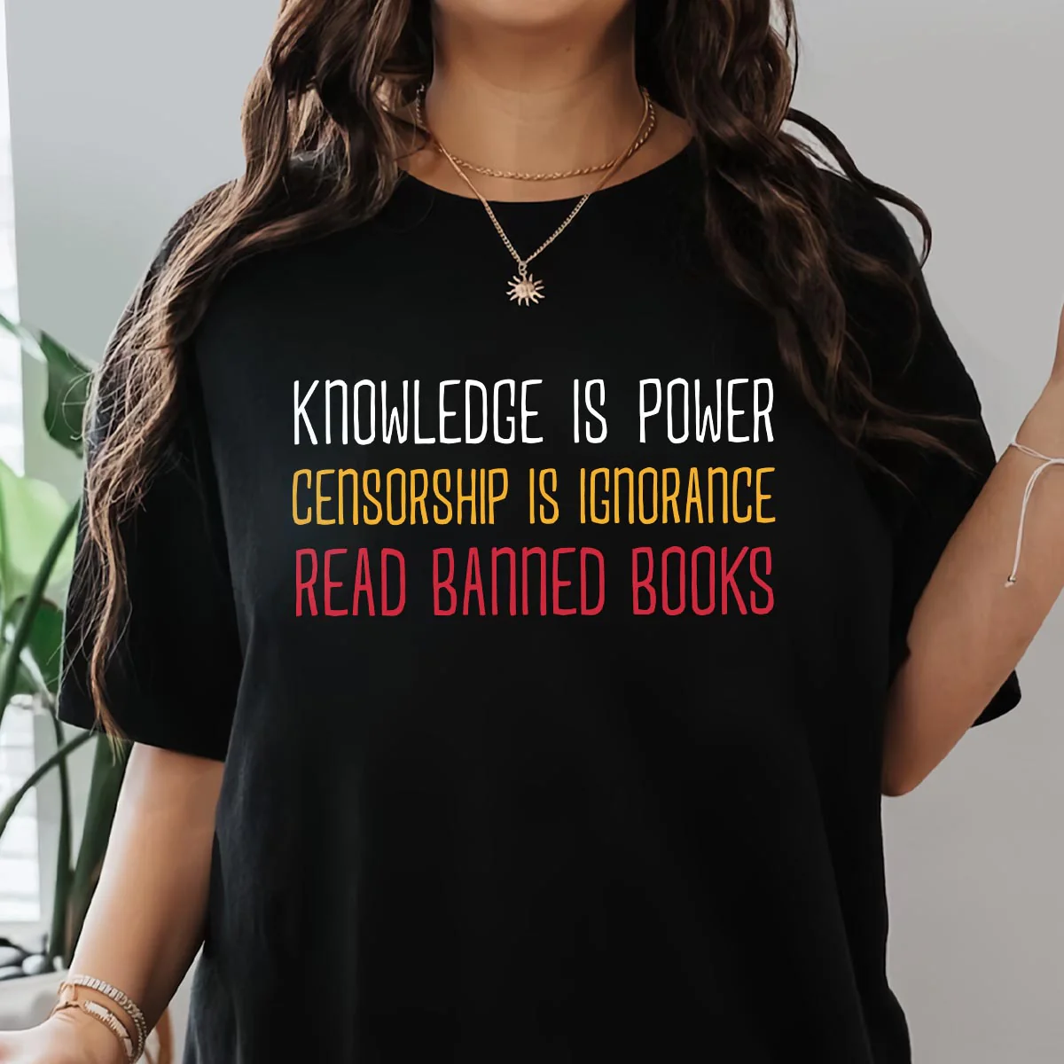 Knowledge Is Power Censorship Is Ignorance Read Banned Books Book Lovers Gift T-Shirt - Image 3