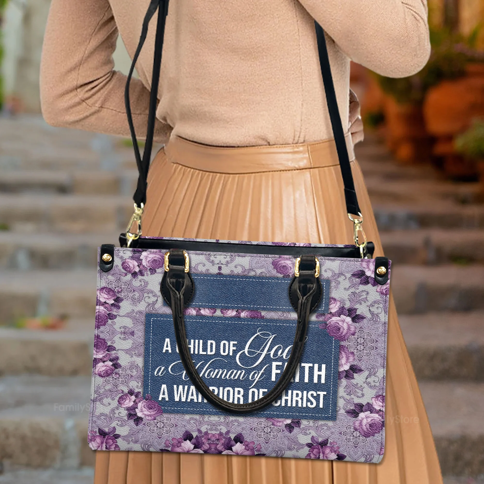 Ladies A Child Of God - Thoughtful Gift For Christians - Personalized Leather Handbag With Handle - AT4080926 - Image 3