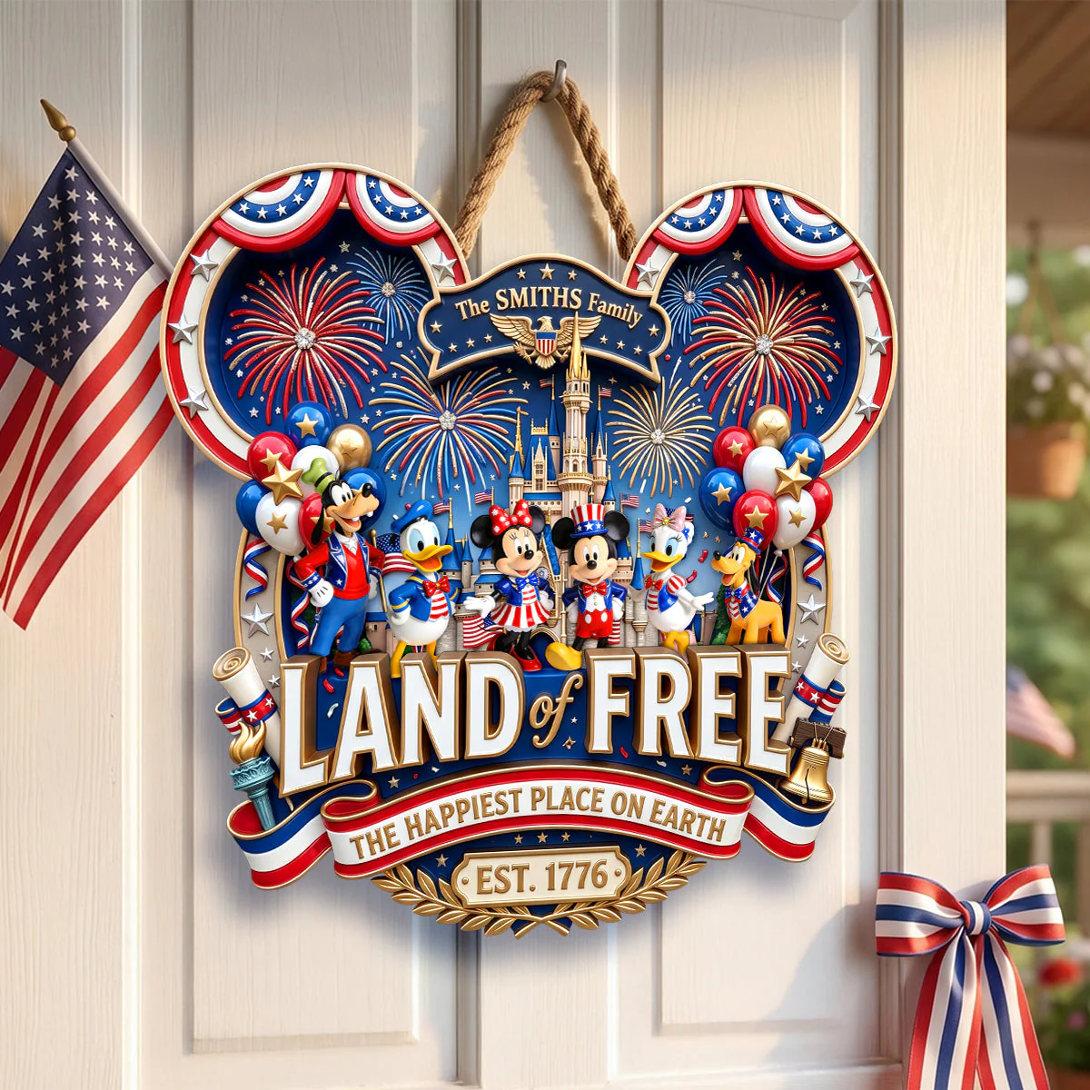 Land Of Free - Personalized Wood Sign - Gifts For Family - MkMo - Image 2