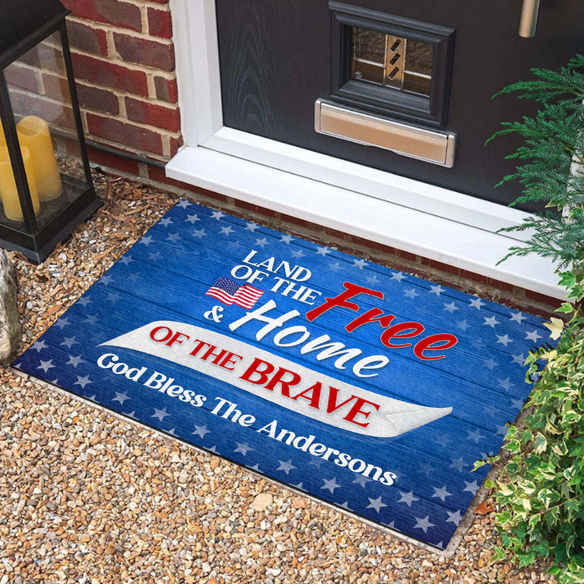 Land Of The Free And Home Of The Brave - Personalized Doormat -Home Decor