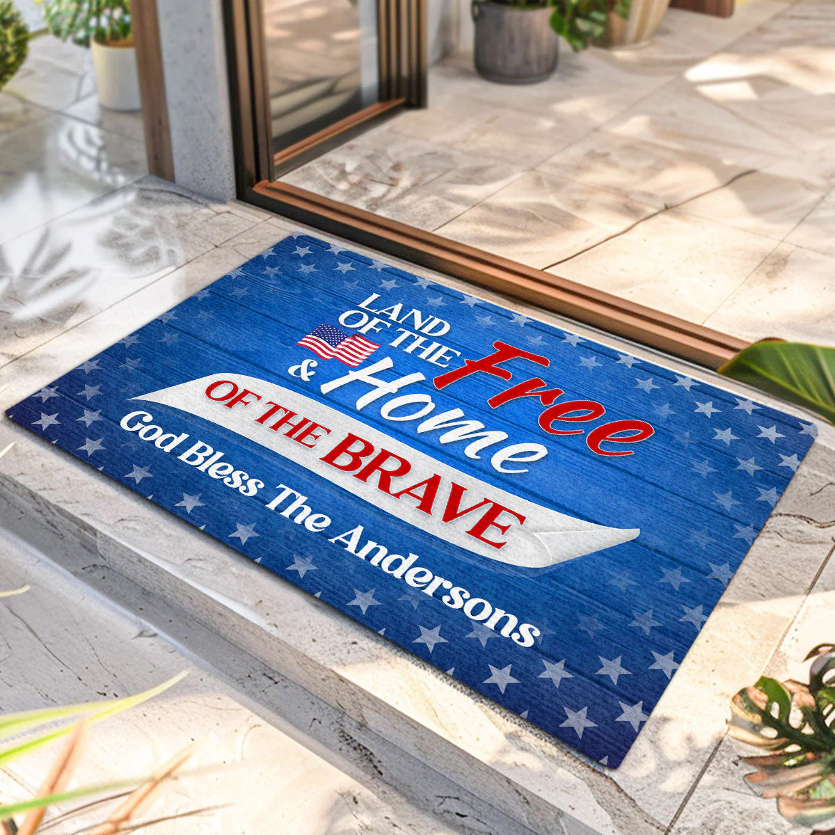 Land Of The Free And Home Of The Brave - Personalized Doormat -Home Decor - Image 2
