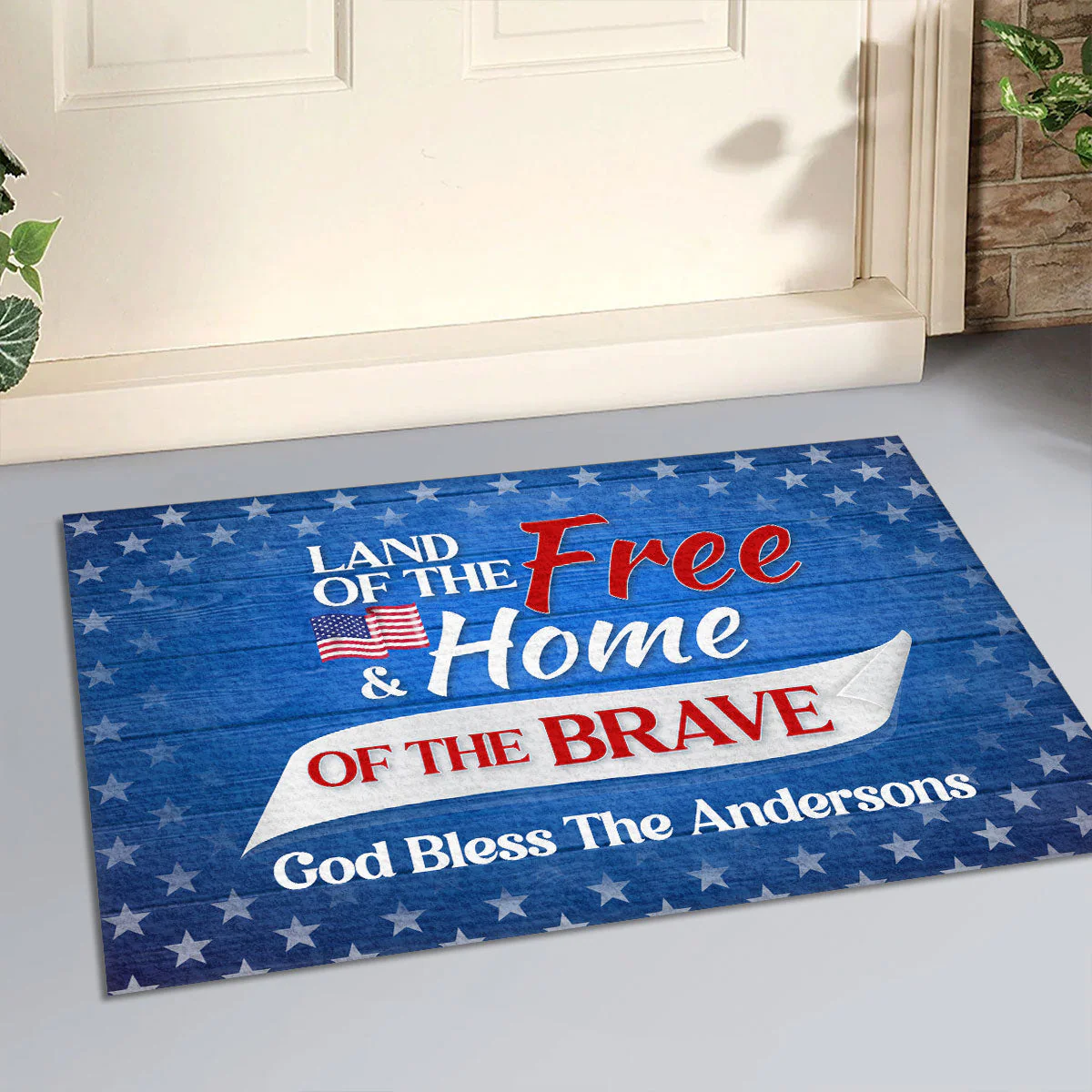 Land Of The Free And Home Of The Brave - Personalized Doormat -Home Decor - Image 3
