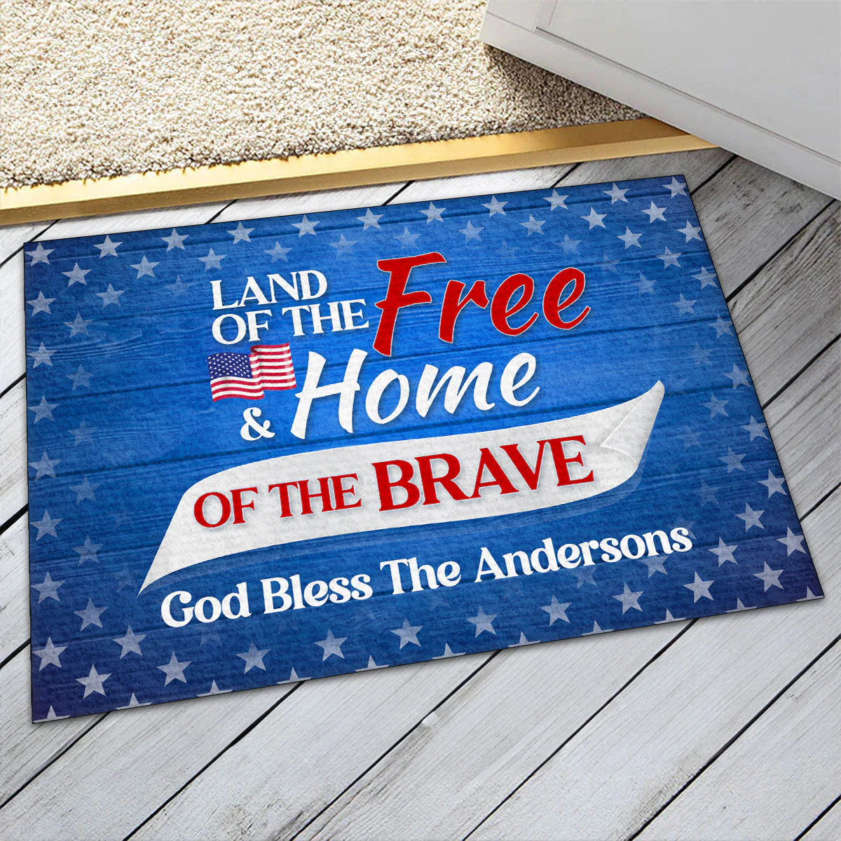 Land Of The Free And Home Of The Brave - Personalized Doormat -Home Decor - Image 5