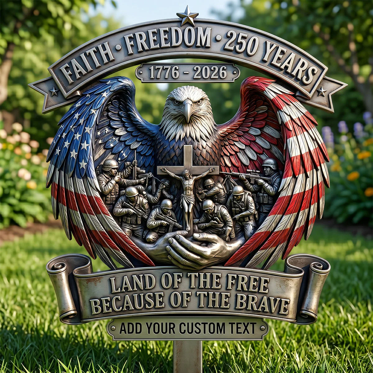 Land Of The Free Because Of The Brave - Personalized Metal Sign - Gift For Patriots, Family - Image 2