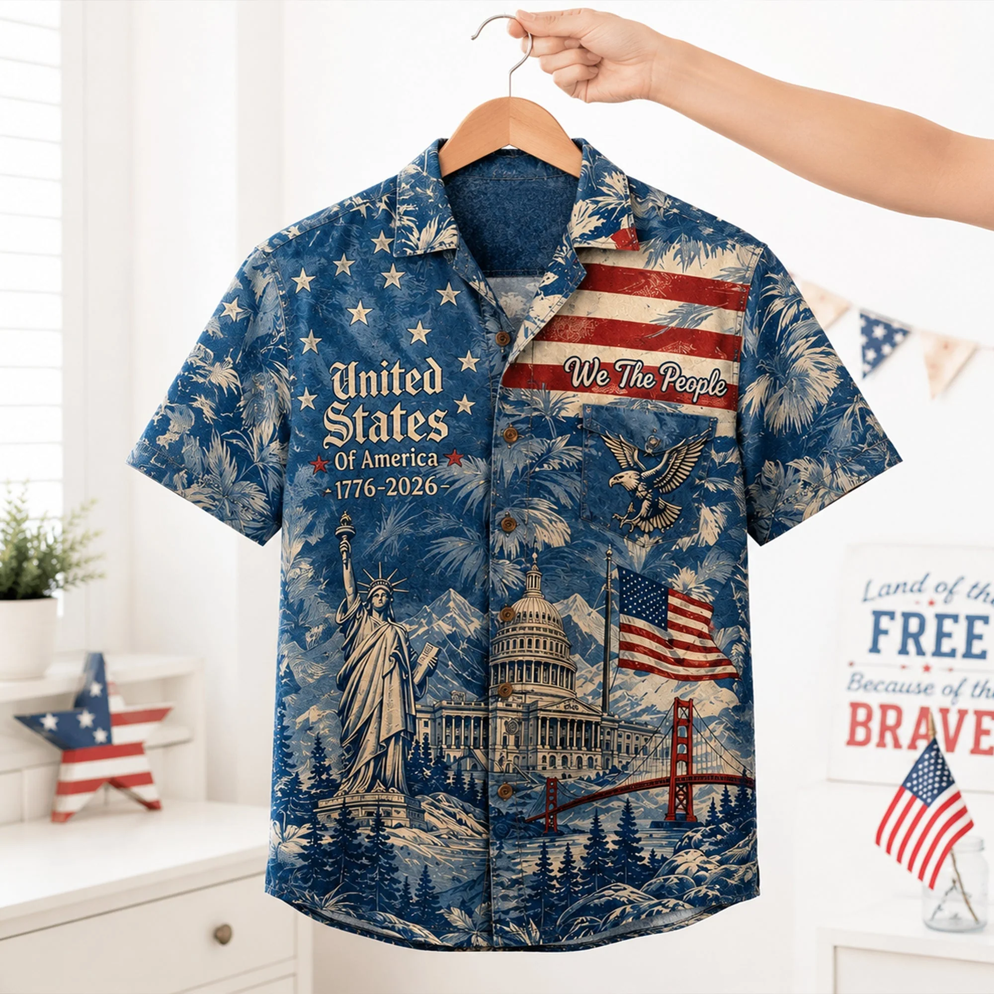 Land Of The Free - Personalized Hawaiian Shirt - Gift For Patriots - Image 2