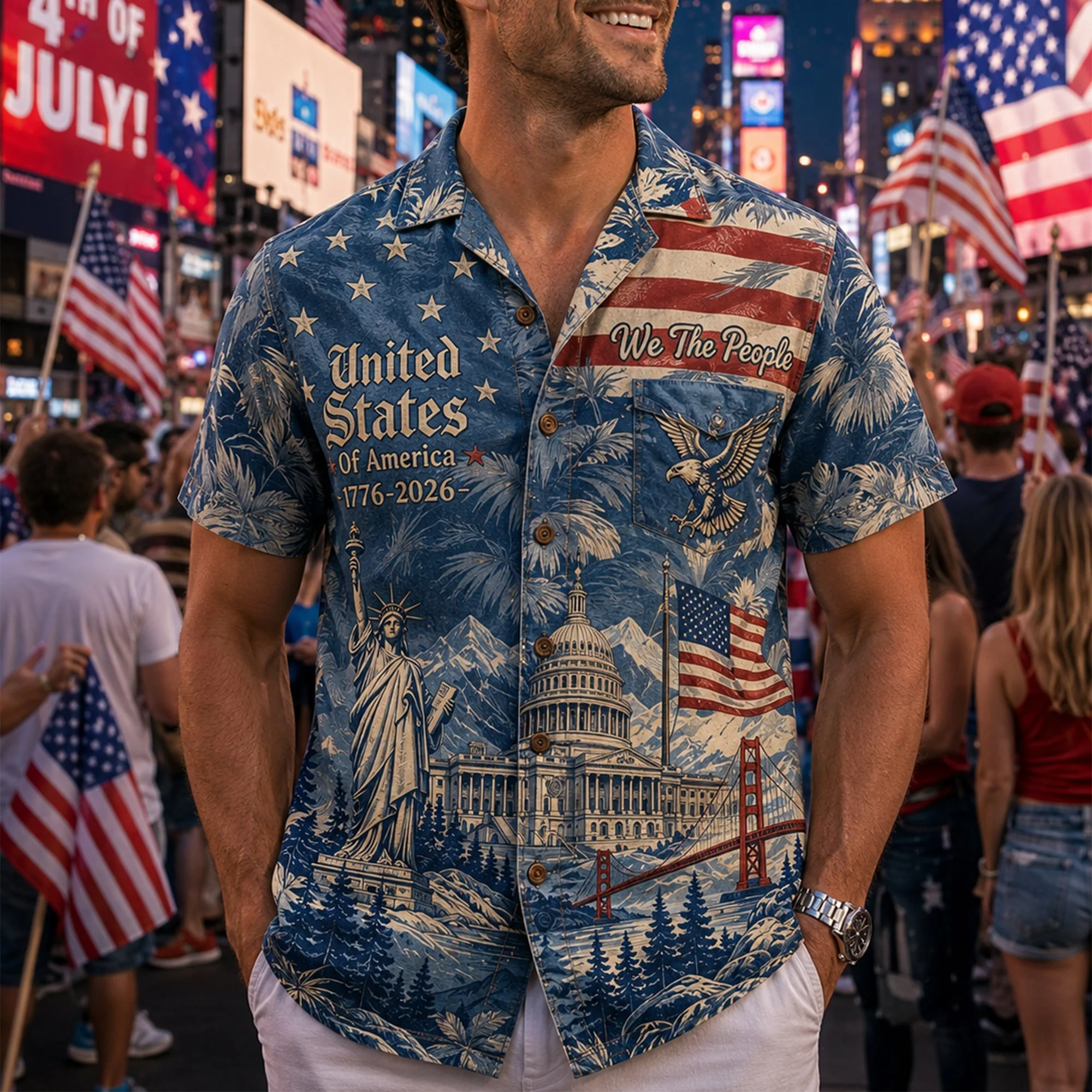 Land Of The Free - Personalized Hawaiian Shirt - Gift For Patriots - Image 4