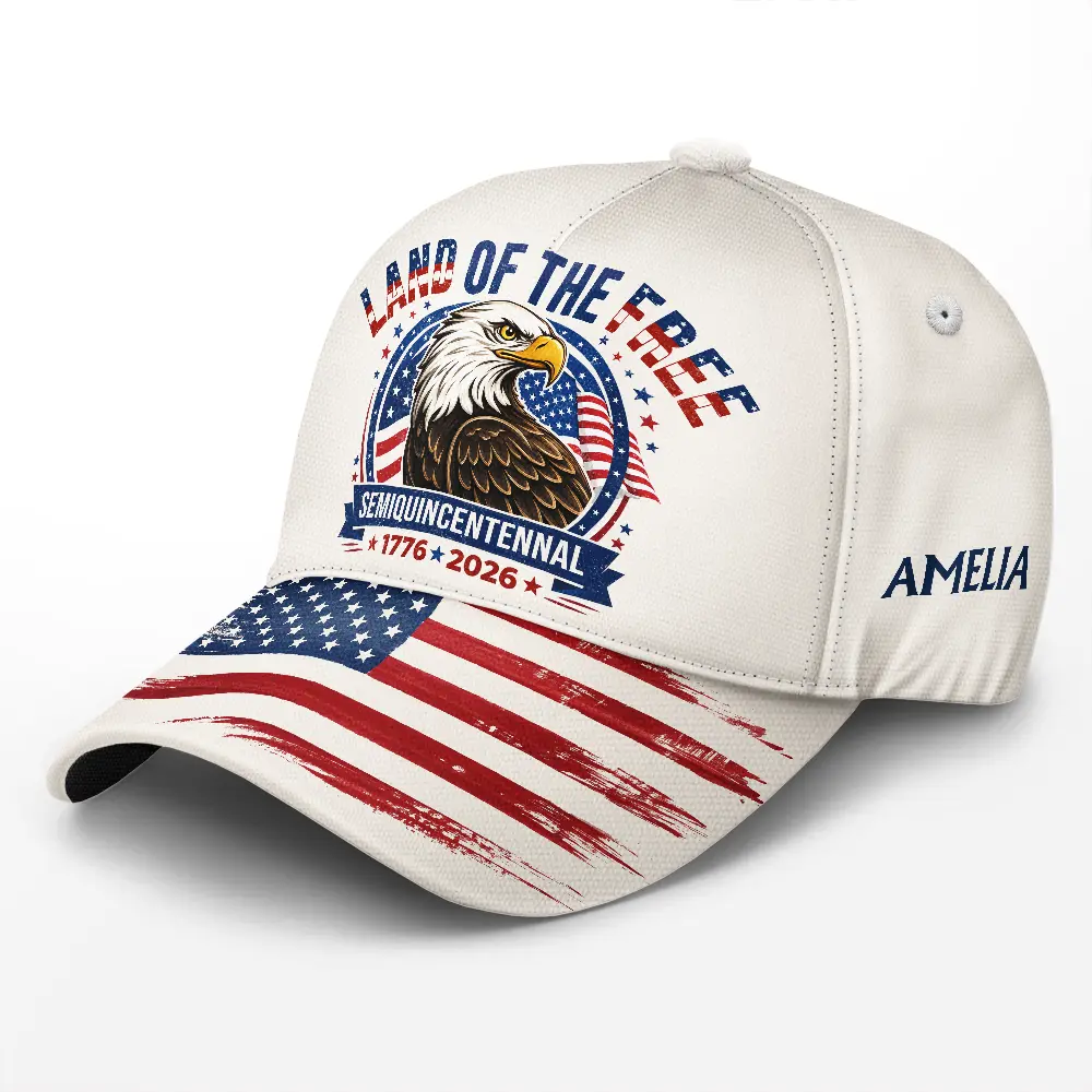 Land Of The Free Semiquincentennial Eagle - Personalized Classic Cap - Gift For Family - Image 2
