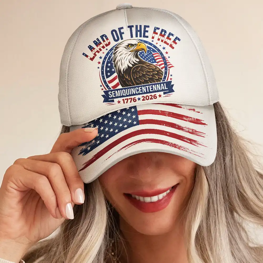Land Of The Free Semiquincentennial Eagle - Personalized Classic Cap - Gift For Family - Image 5