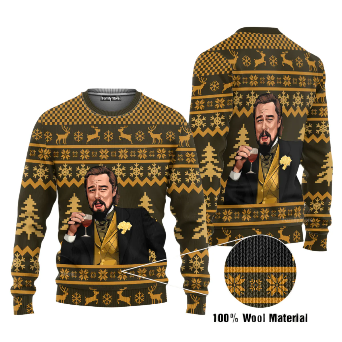 Laughing Leo Memes Woolen - Ugly Christmas Sweater - Image 3