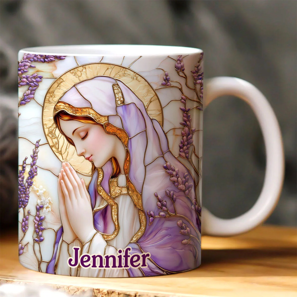 Lavender Grace - Personalized Ceramic Coffee Mug - Christian Gift For Her BA01
