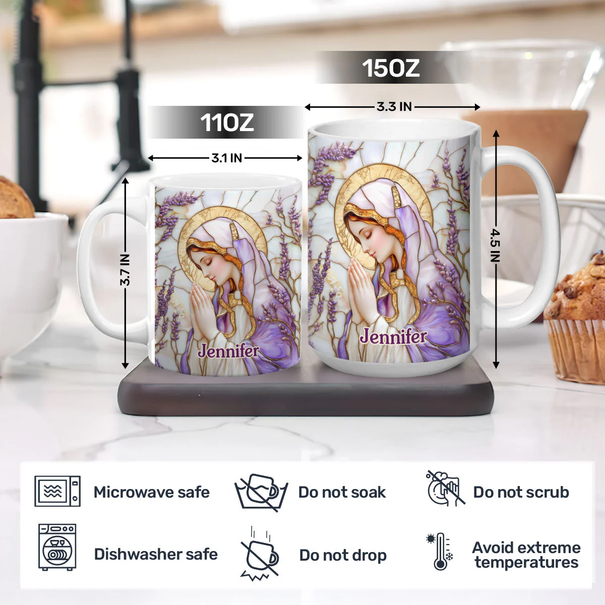 Lavender Grace - Personalized Ceramic Coffee Mug - Christian Gift For Her BA01 - Image 5