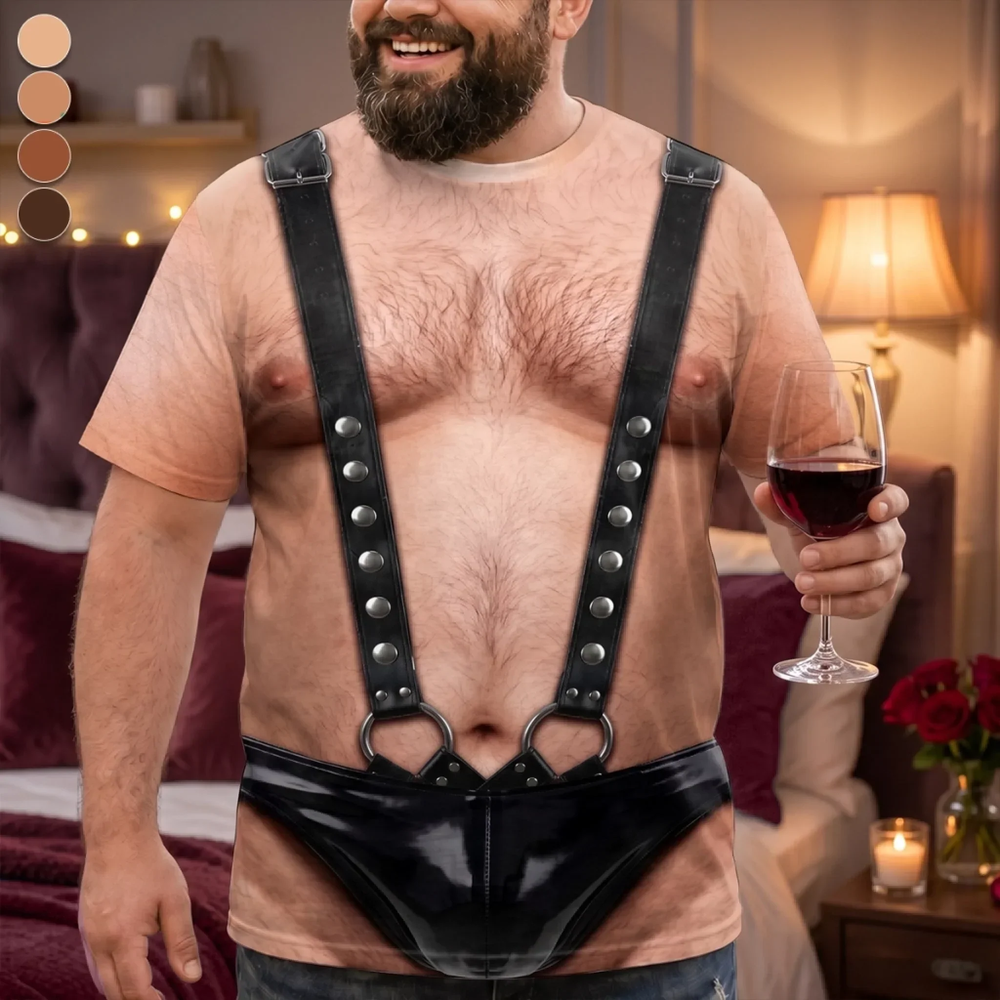 Custom Funny Leather Harness Body Illusion - Personalized All Over Shirt - Gifts For Men, Husband, Dad