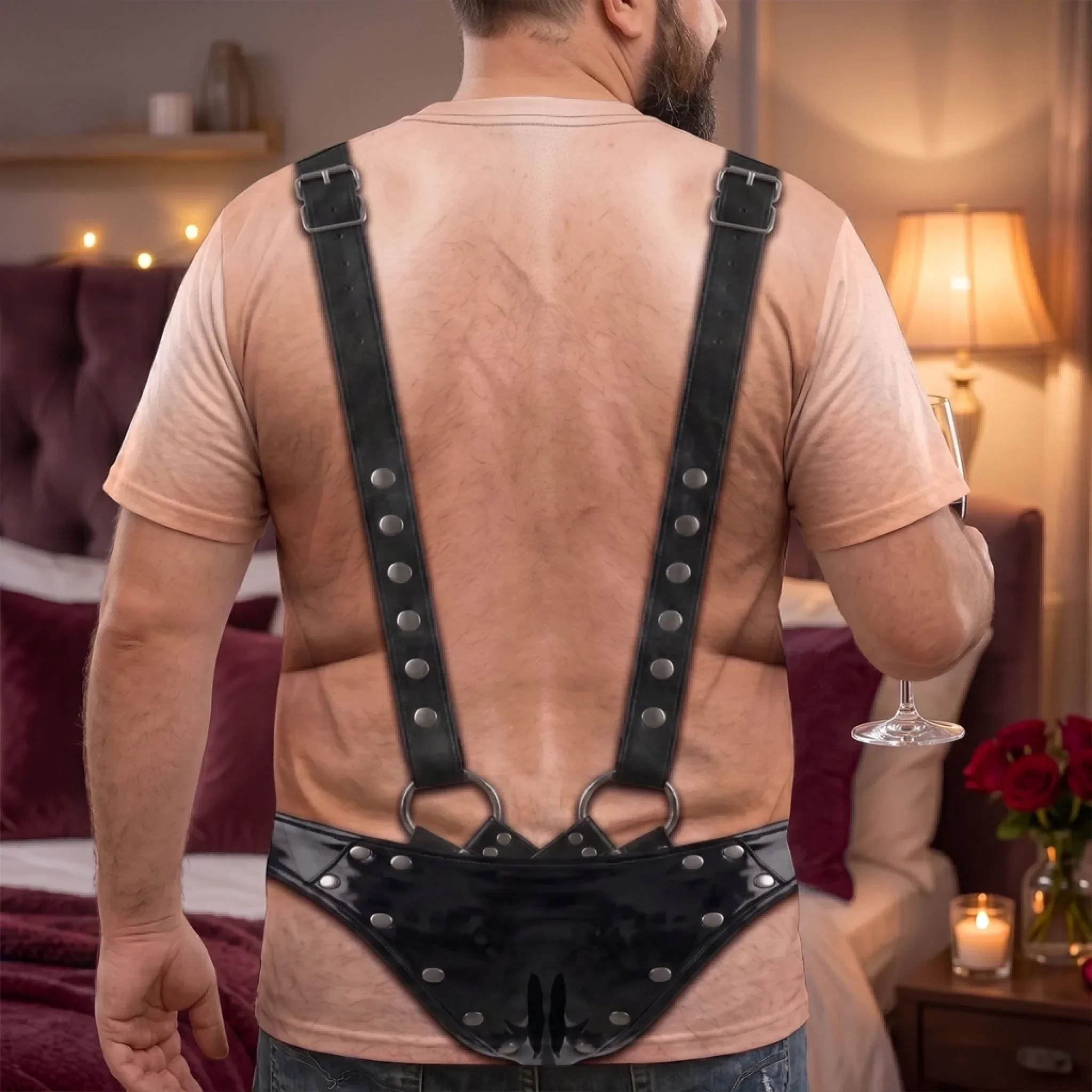 Custom Funny Leather Harness Body Illusion - Personalized All Over Shirt - Gifts For Men, Husband, Dad - Image 4