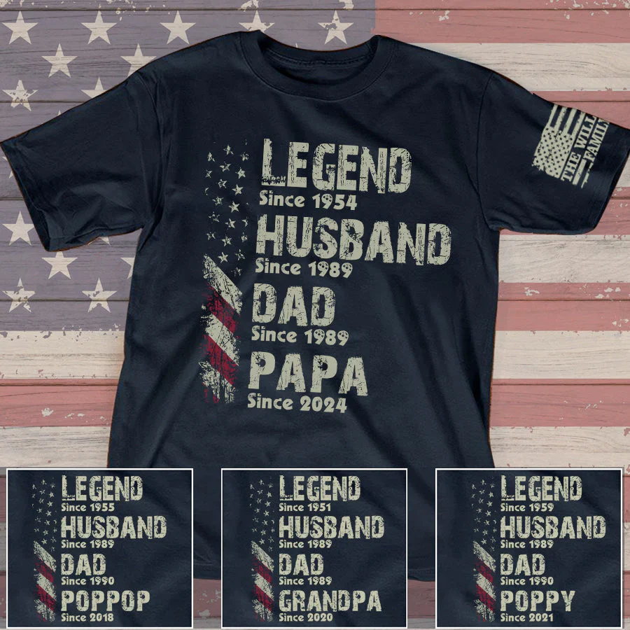 Legend Husband Dad Papa - Personalized Shirt - Patriotic Gift For Dad - Image 2