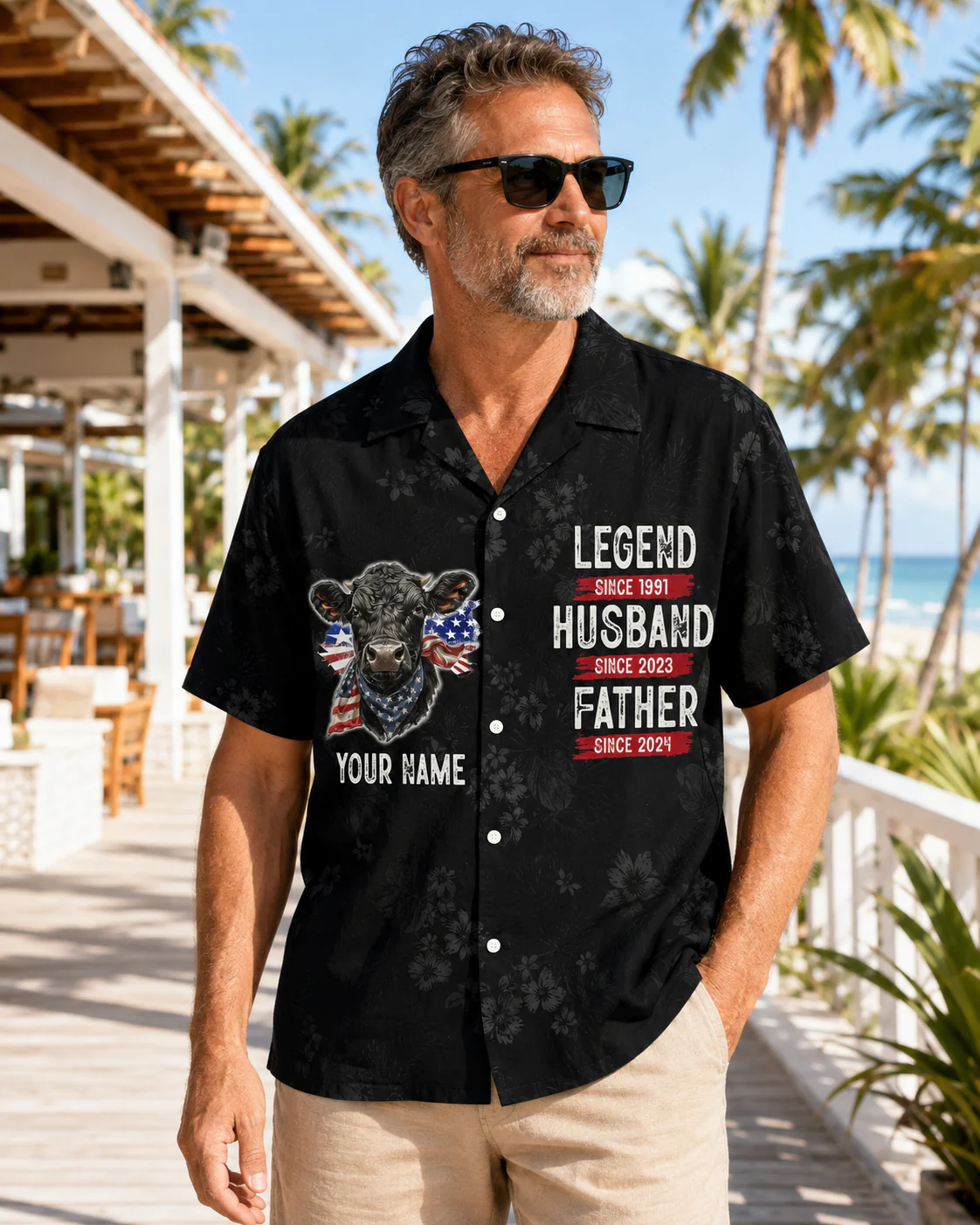 Legend Husband Father Angus Cow Bandana - Personalized Hawaiian Shirt - Gift For Husband, Dad - Image 3