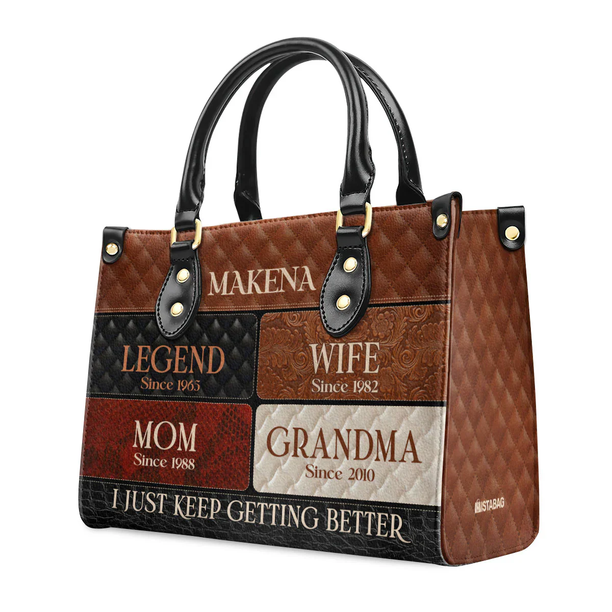 Legend Mom Wife Grandma Tote - Personalized Leather Handbag - Gift for Black Women, Mother's Day | HD95 - Image 2