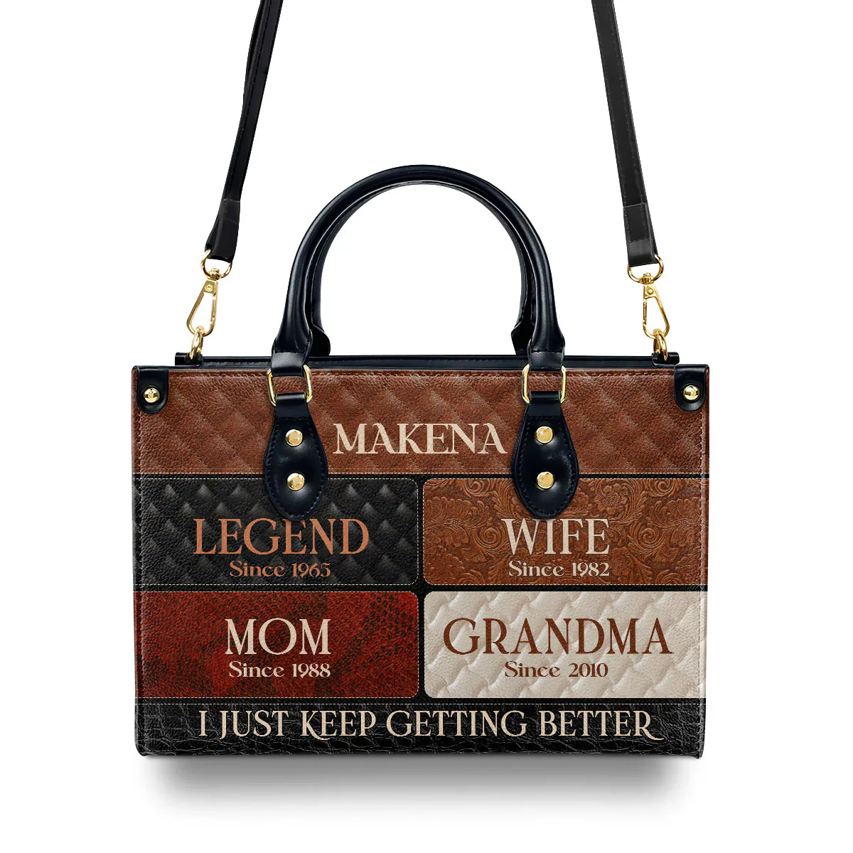 Legend Mom Wife Grandma Tote - Personalized Leather Handbag - Gift for Black Women, Mother's Day | HD95 - Image 3