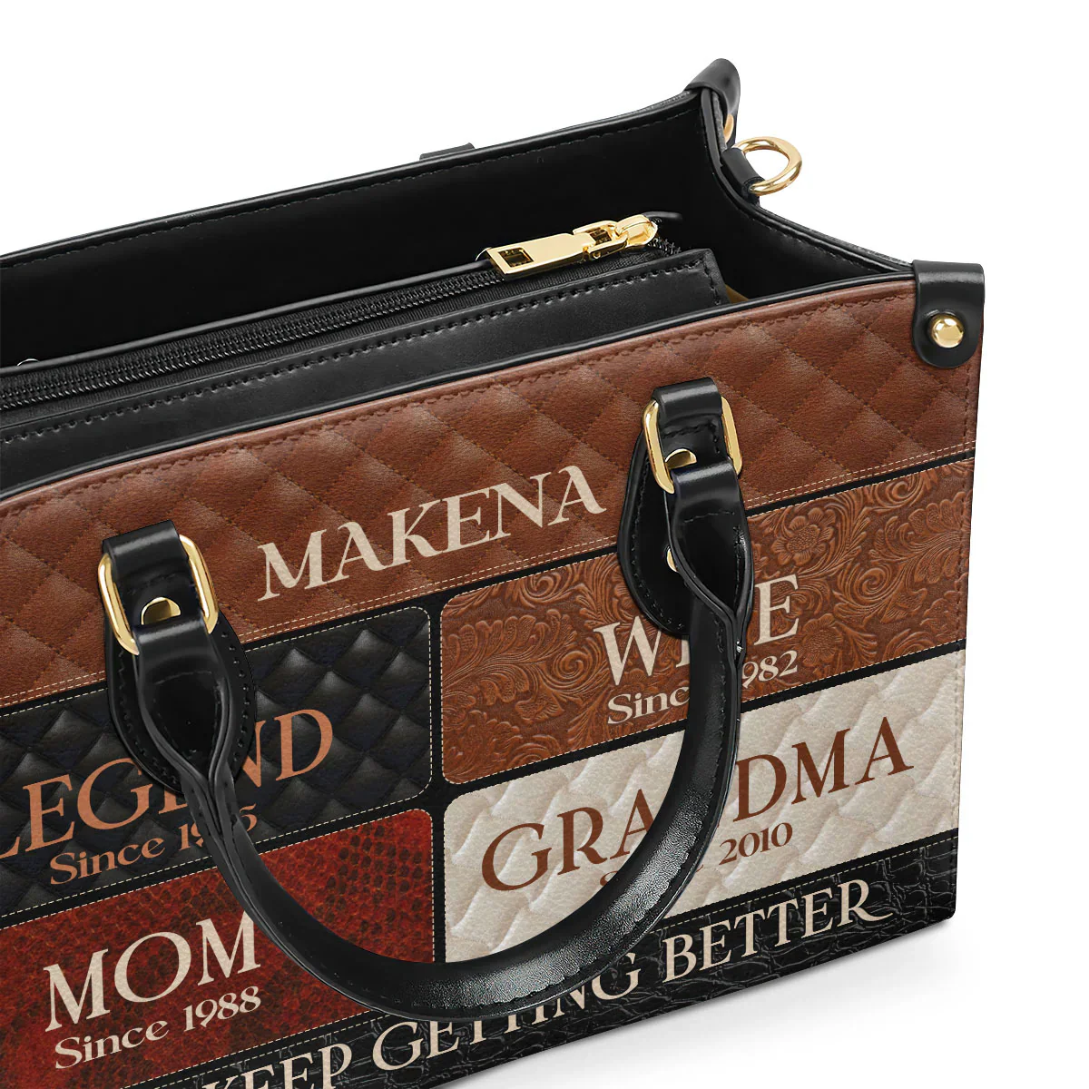 Legend Mom Wife Grandma Tote - Personalized Leather Handbag - Gift for Black Women, Mother's Day | HD95 - Image 4