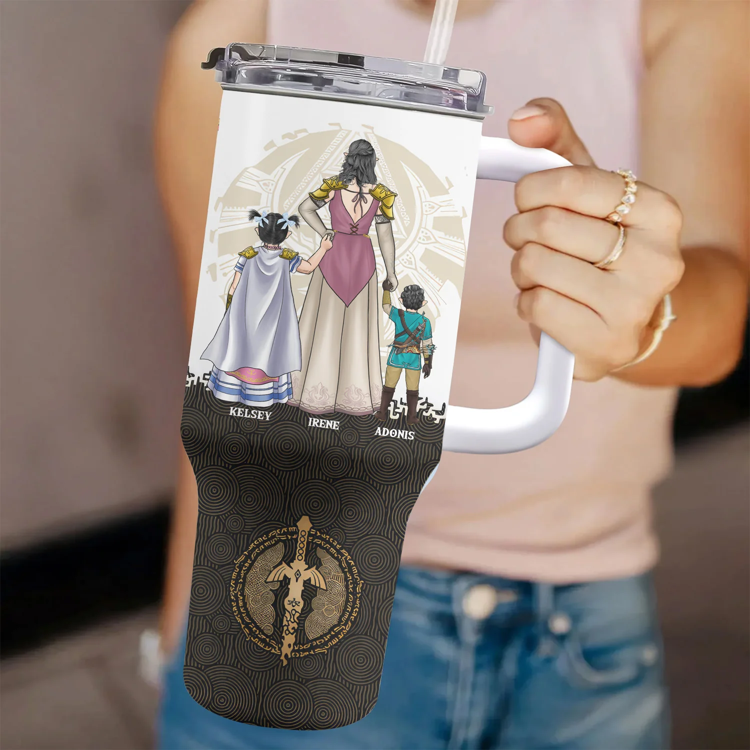 Legend Of Mom Zelda New Version - Personalized 40oz Tumbler Cup With Straw - Gift For Mom, Mother's Day | CL07 NA94 - Image 4