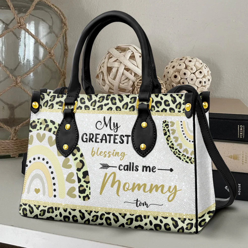 Leopard Rainbow Grandma Mama - Personalized Leather Bag - Gift For Mother, Grandma, Grandmother, Mother's Day | NA94 - Image 2