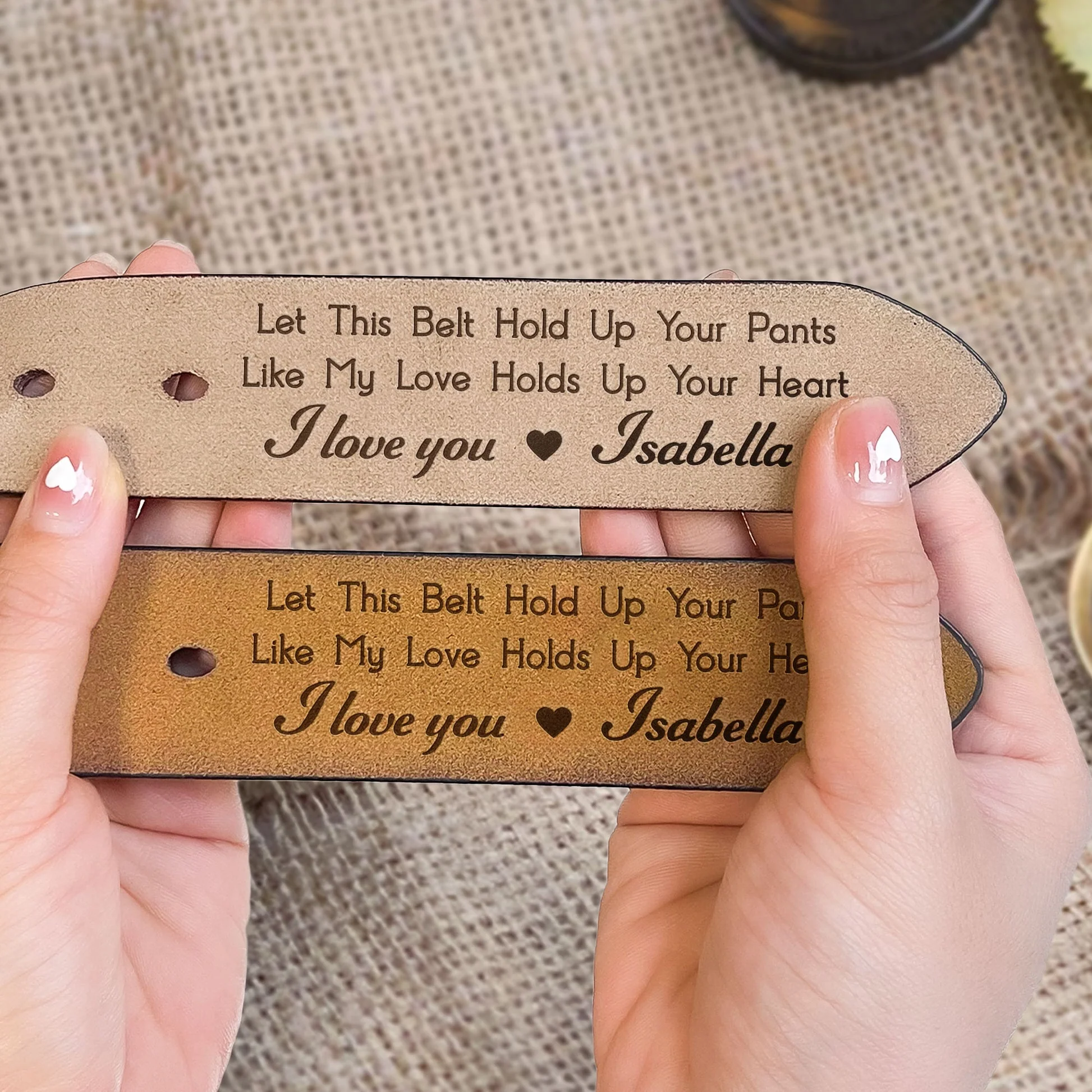 Let This Belt Hold Up Your Pants - Gift For Husband, Boyfriend - Personalized Engraved Leather Belt - Image 2