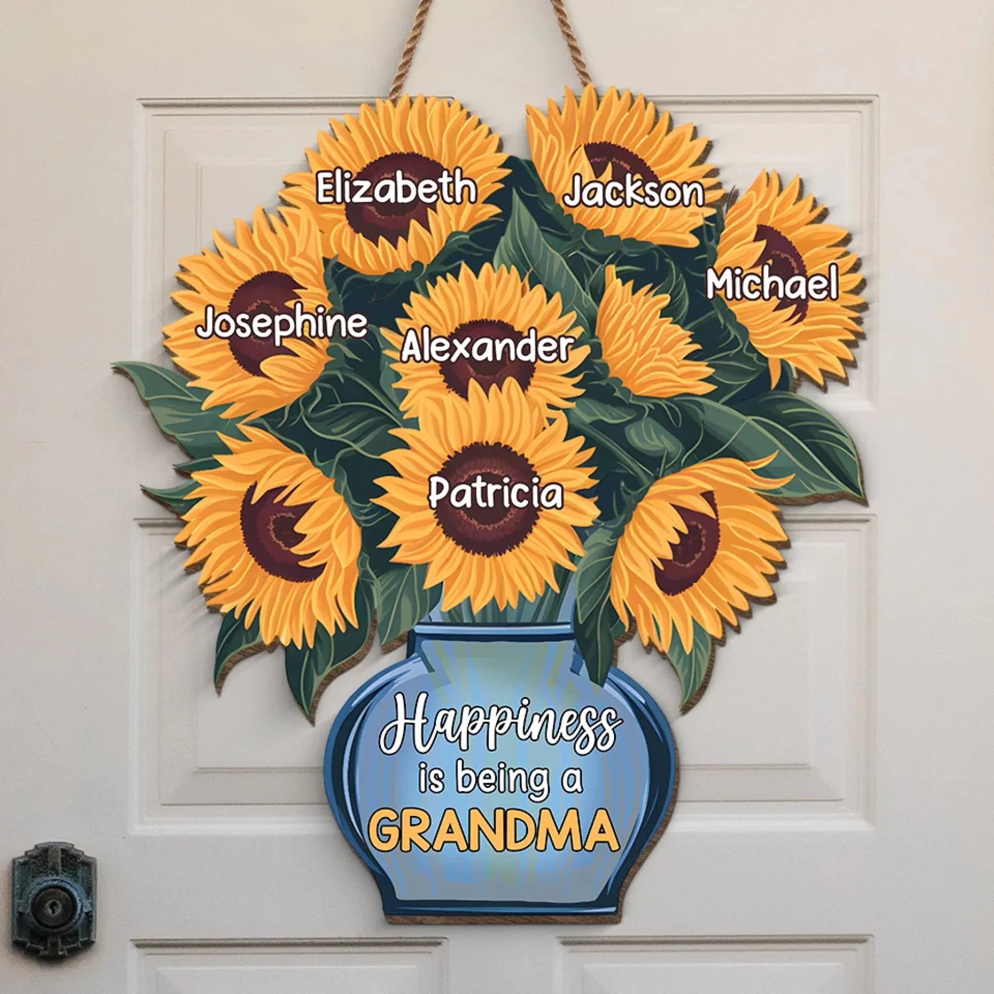 Let Your Love For Your Grandkids Shine Through Every Day - Personalized Custom Shaped Wood Sign - Gift For Mom, Grandma, Mothers Day | NA94
