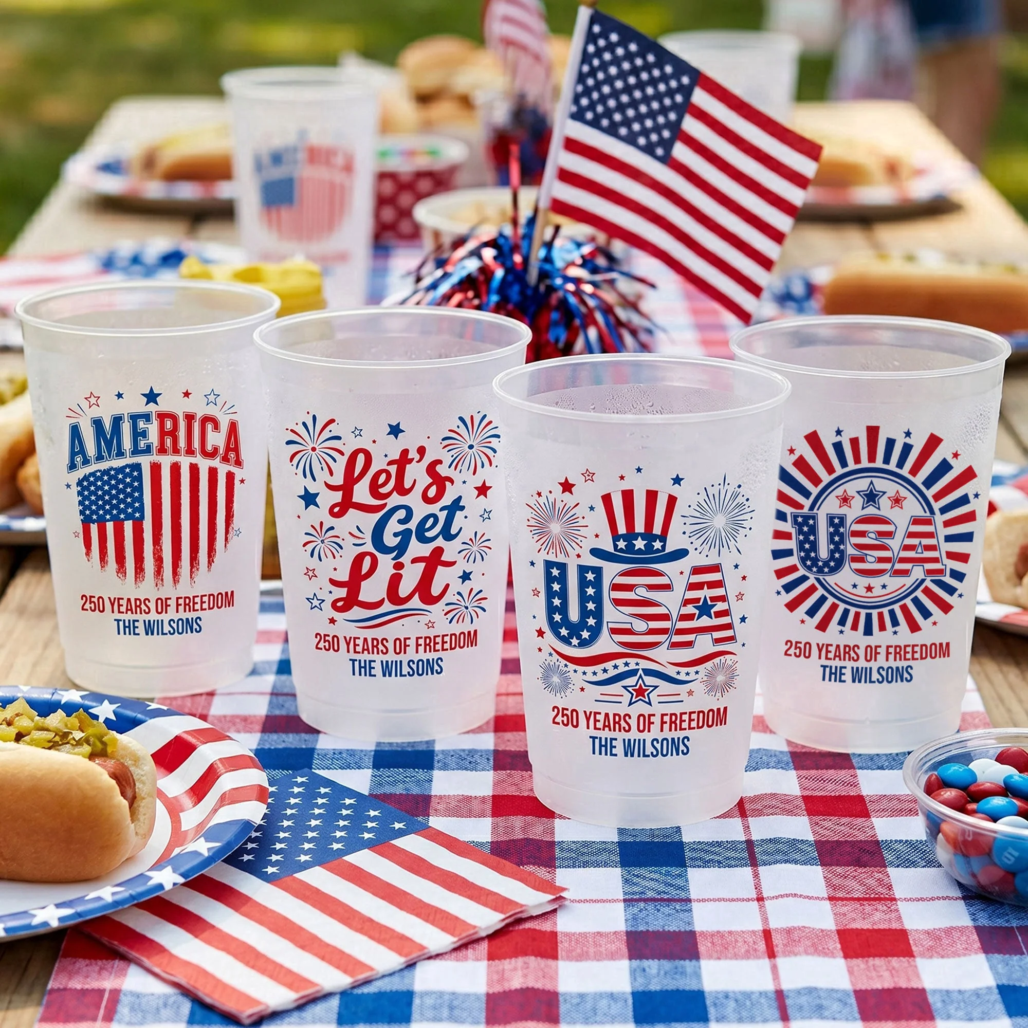 Let's Get Lit America 250 Years Of Freedom - Personalized Cups - Gifts For Patriotic Family