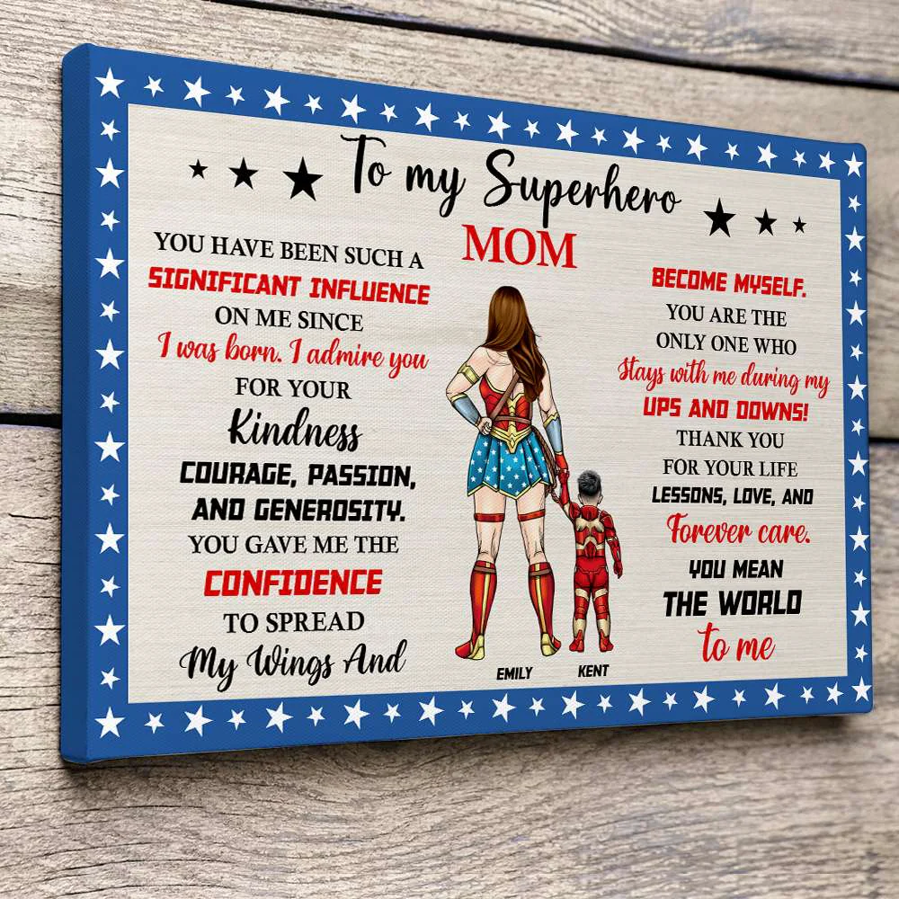 Letter To My Super Hero Mom - Personalized Canvas Poster - Gift For Mom,Grandma, Mother's Day | CL02 NA94