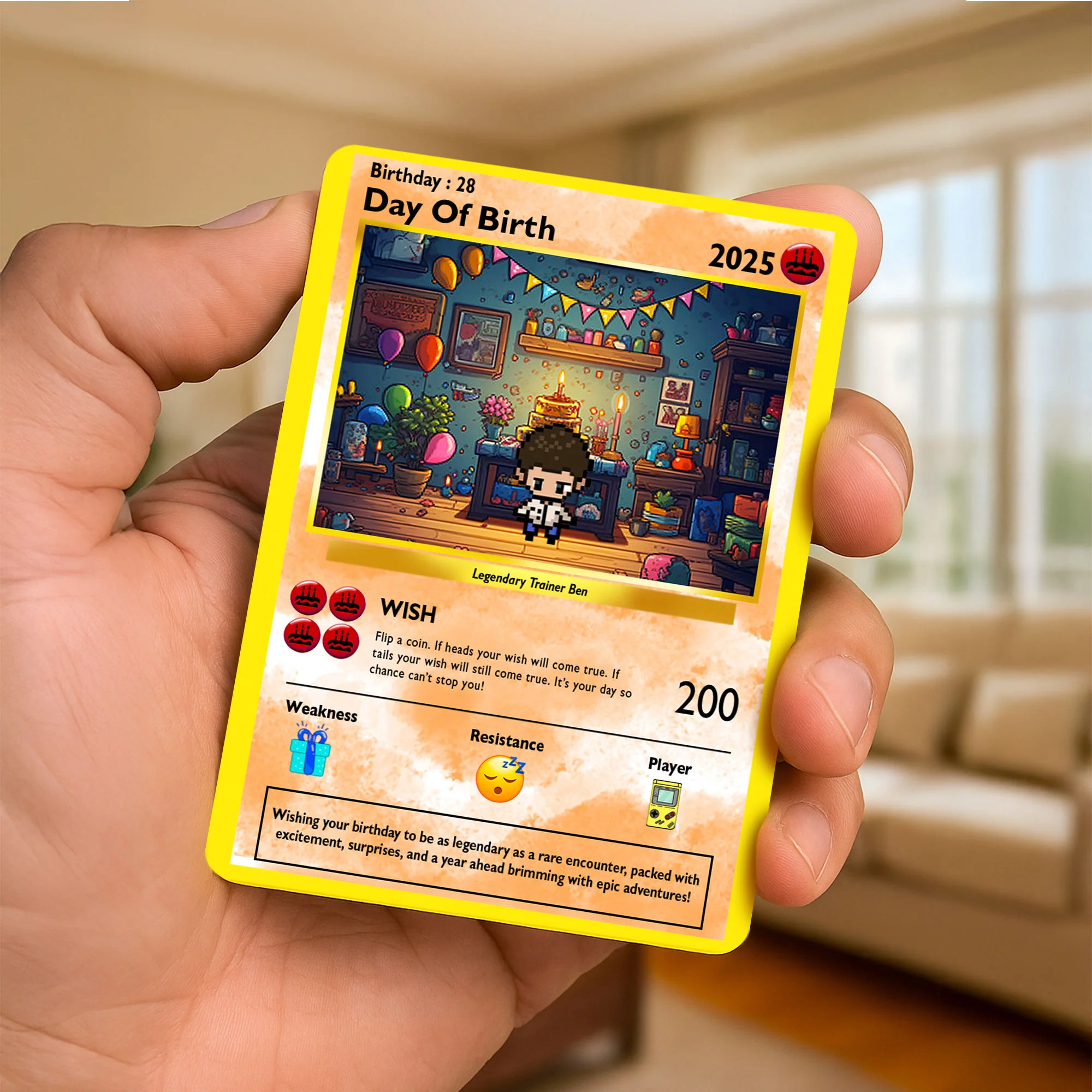 Level Up Your Birthday  - Personalized Pixel PoMo Metal Card - Gift For Kids, Friend, Besties | CL62 HH01