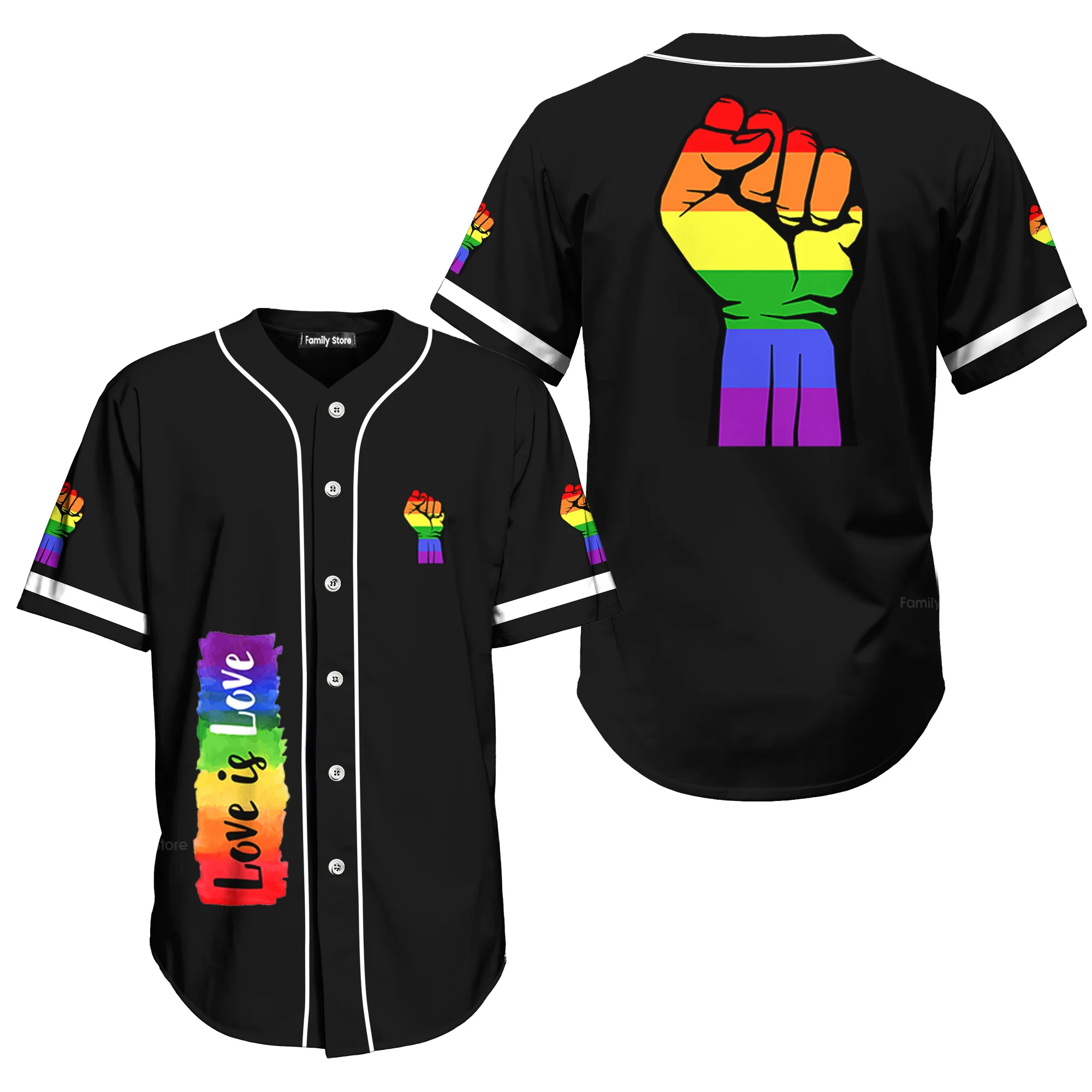 LGBT Hand Up Baseball Tee Jersey Shirt