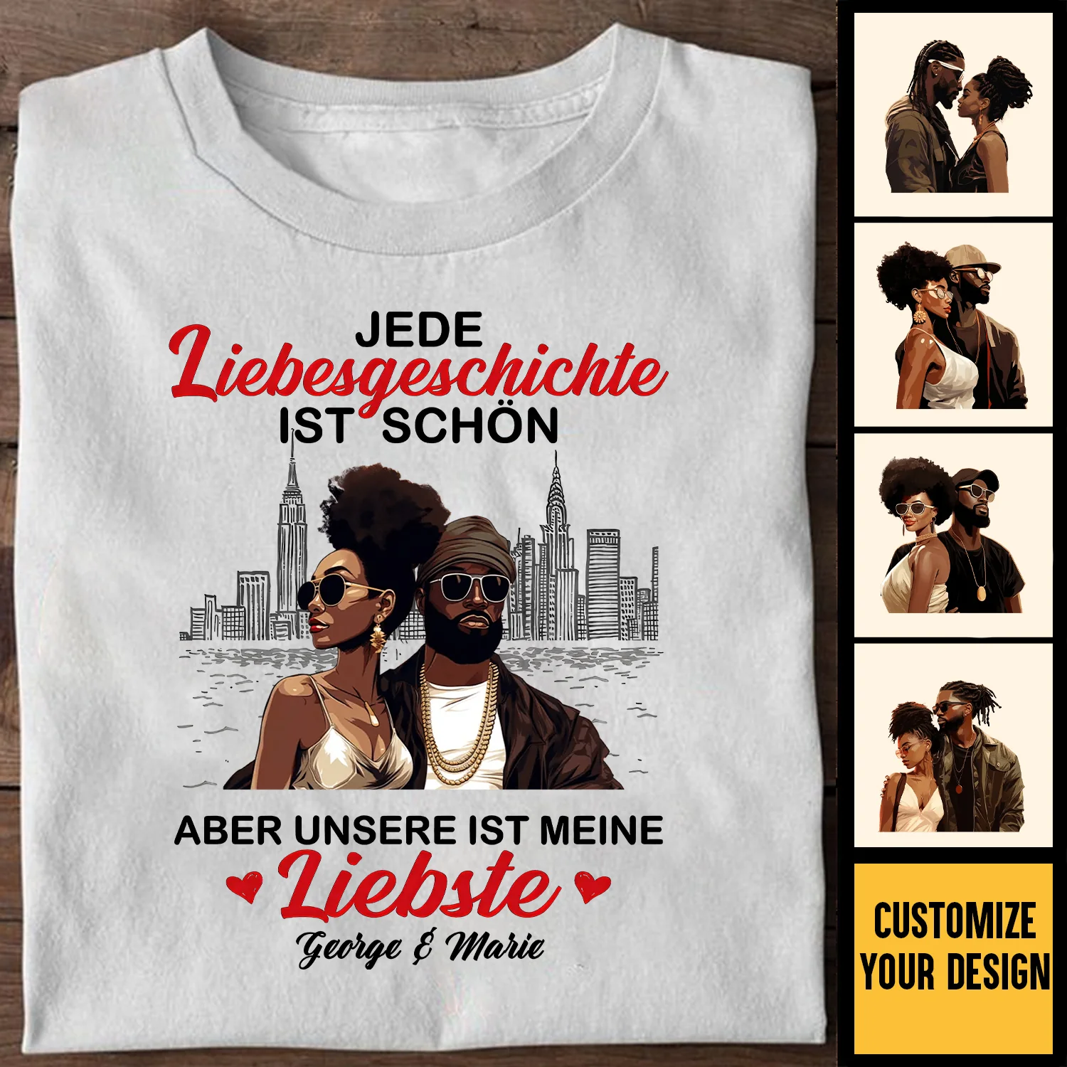 Liebesgeschichte Ist Schön Love Story Is Beautiful Black African - Personalized Shirt - Gift For Couple, Husband Wife - GR5 NH96