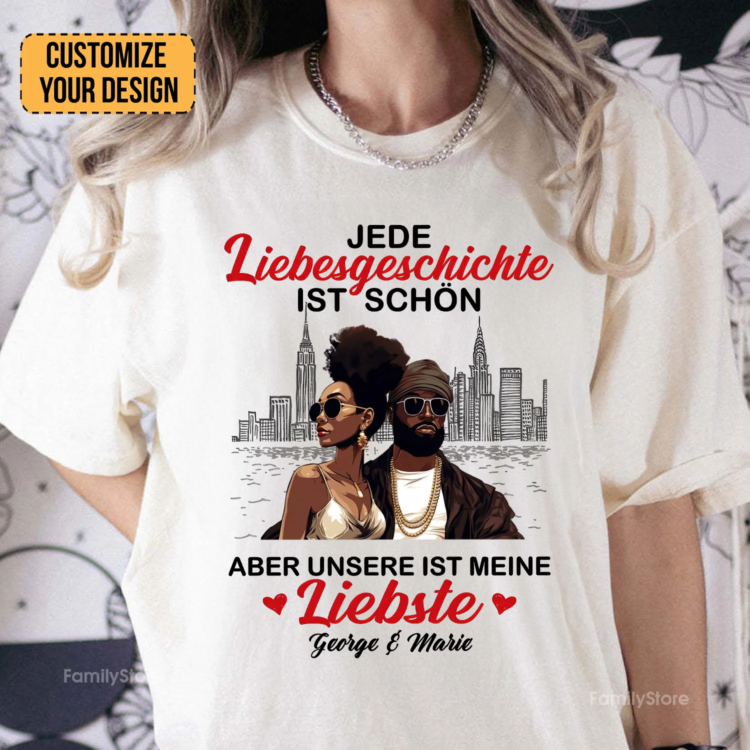 Liebesgeschichte Ist Schön Love Story Is Beautiful Black African - Personalized Shirt - Gift For Couple, Husband Wife - GR5 NH96 - Image 2