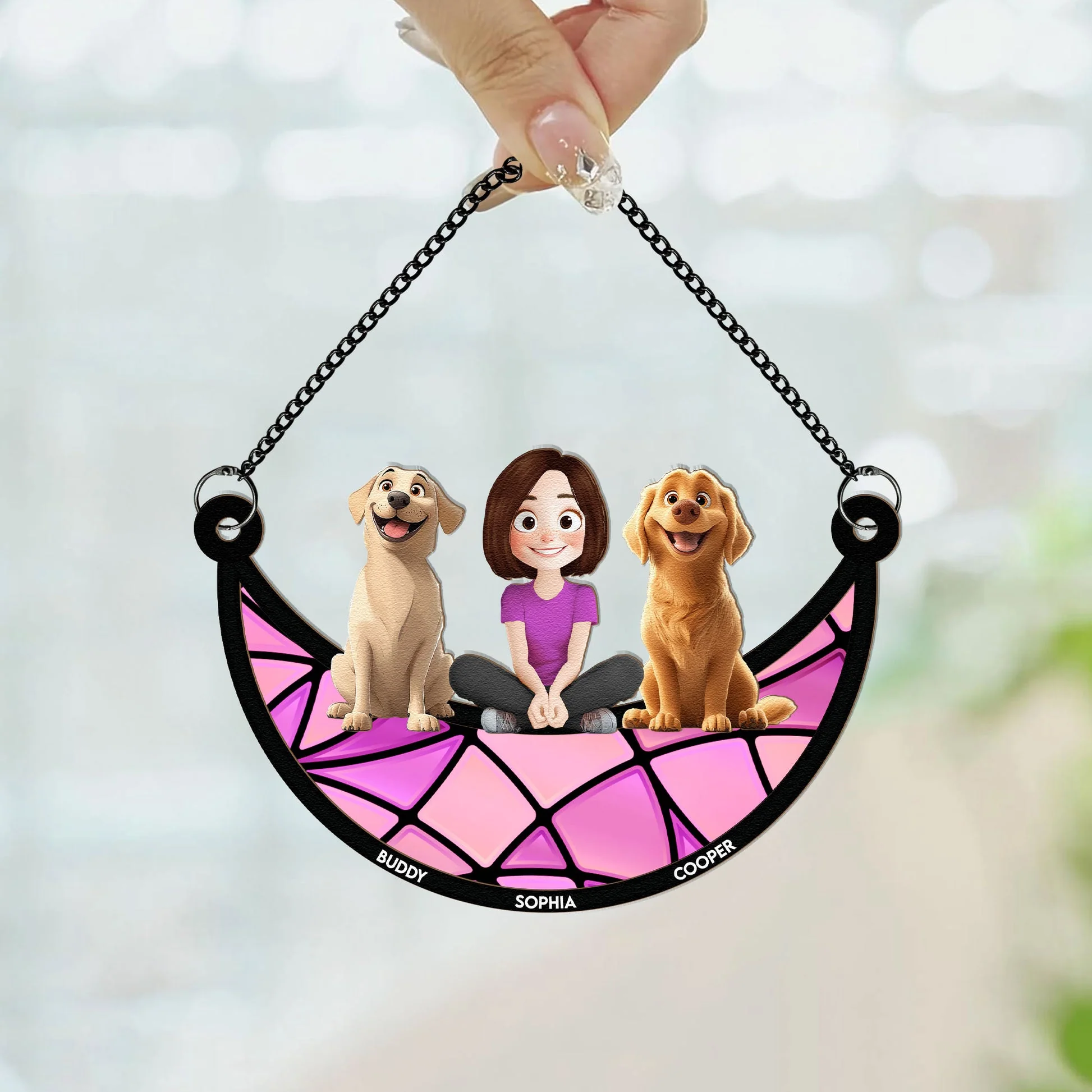 Life Is Better With Fur Baby Cartoon Dog - Personalized Window Hanging Suncatcher Ornament - Gift for Pet Owners, Pet Lovers, Dog Mom, Cat Mom | CLP15 NH96 - Image 2