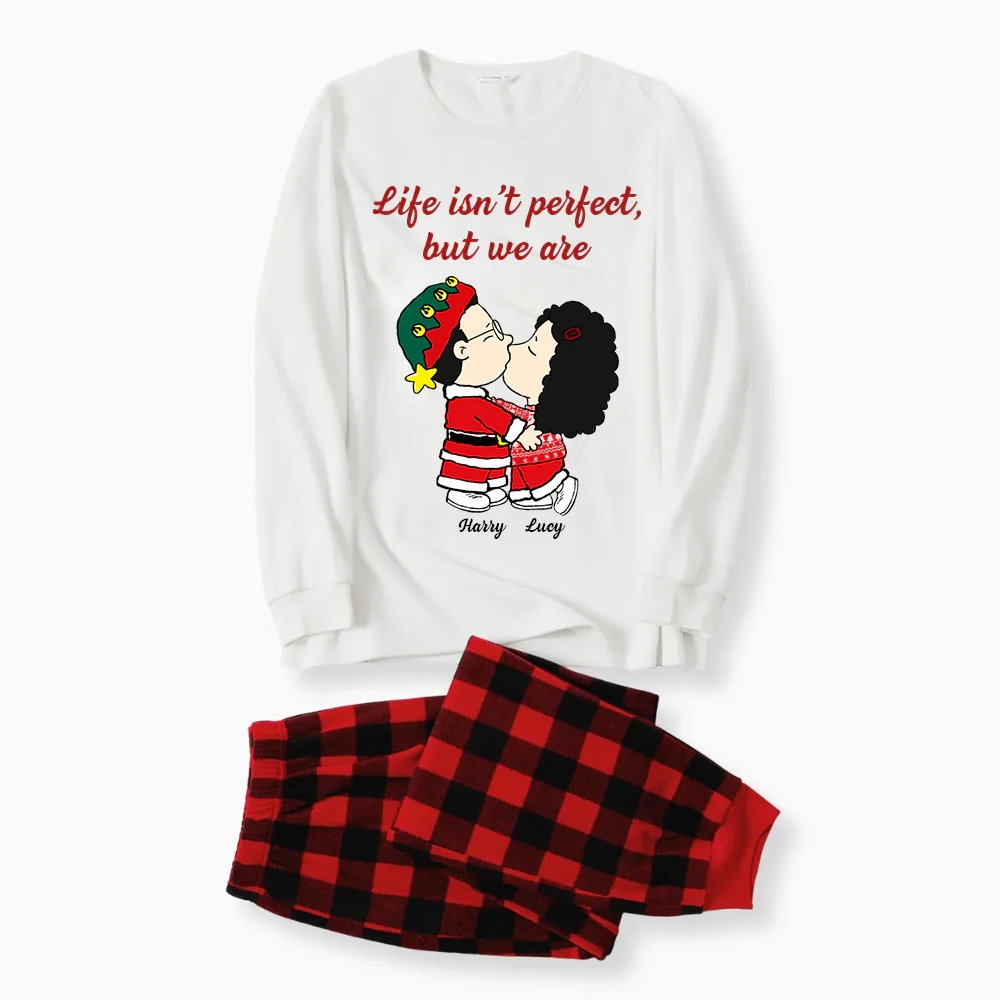 Life Isn't Perfect But We Are, Peanut - Personalized Unisex Pajamas Set - Gift For Couple, Husband Wife, Anniversary Gift  - CL45 NA94 - Image 2