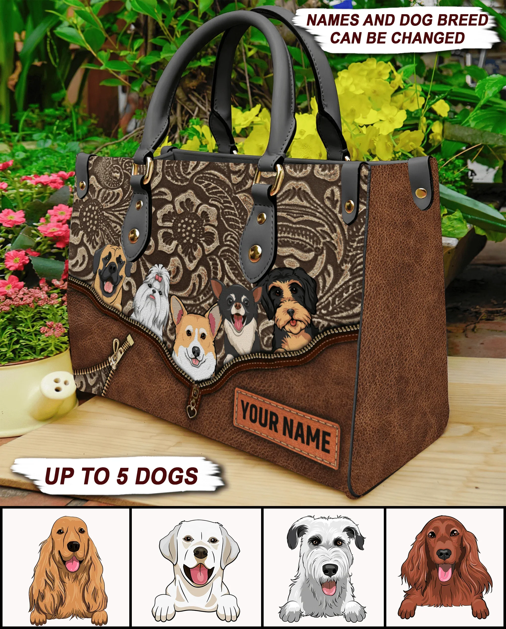 Life Would Be Ruff Without You - Personalized Leather Handbag - Gift for Pet Owners, Dog Lovers, Dog Mom | CLP14 NH96 - Image 2