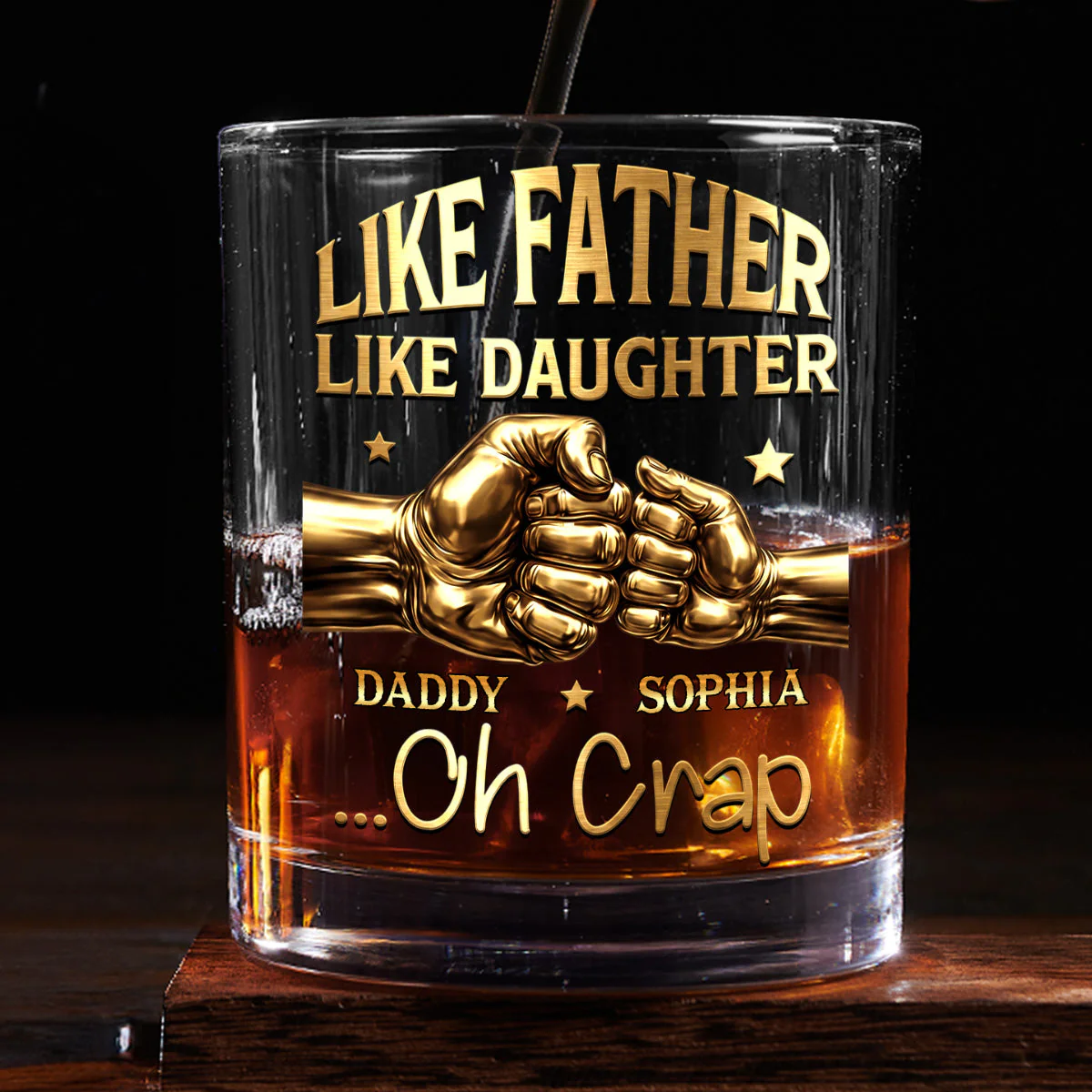 Like Father Like Daughter - Personalized Whiskey Glass - Gift For Dad, Grandpa