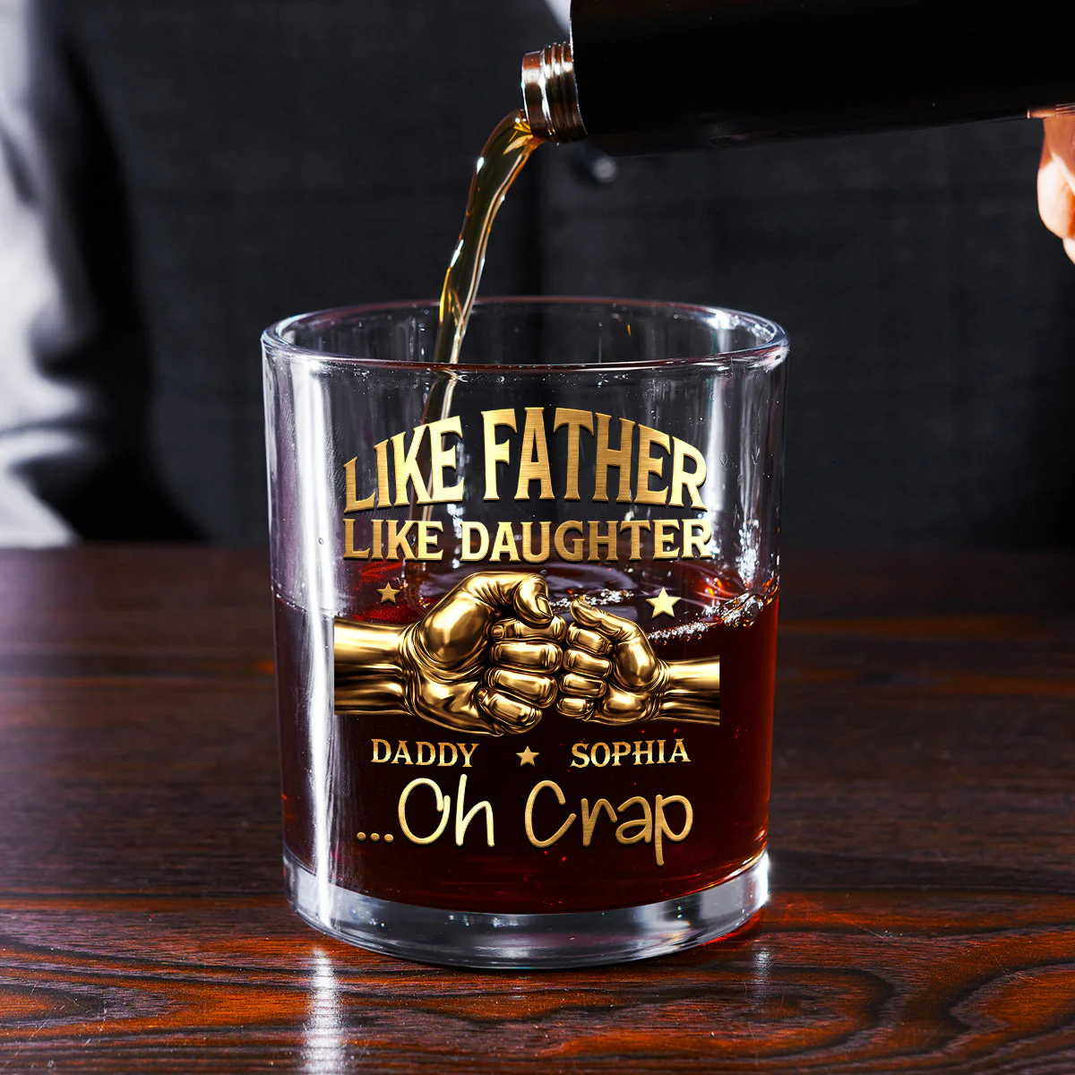Like Father Like Daughter - Personalized Whiskey Glass - Gift For Dad, Grandpa - Image 4