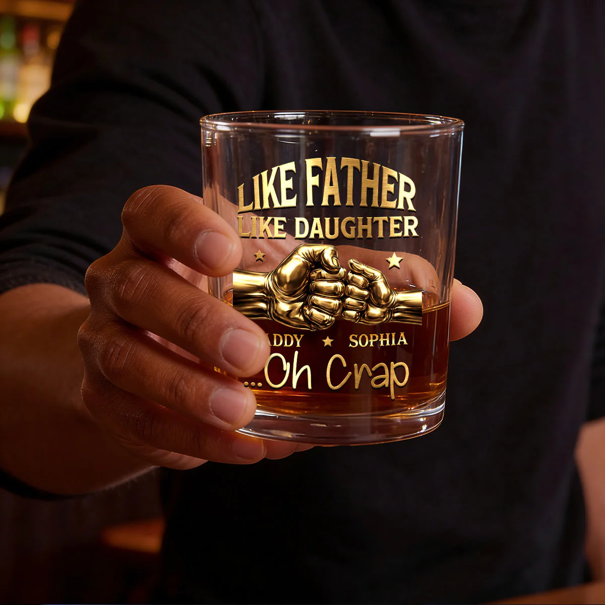 Like Father Like Daughter - Personalized Whiskey Glass - Gift For Dad, Grandpa - Image 5