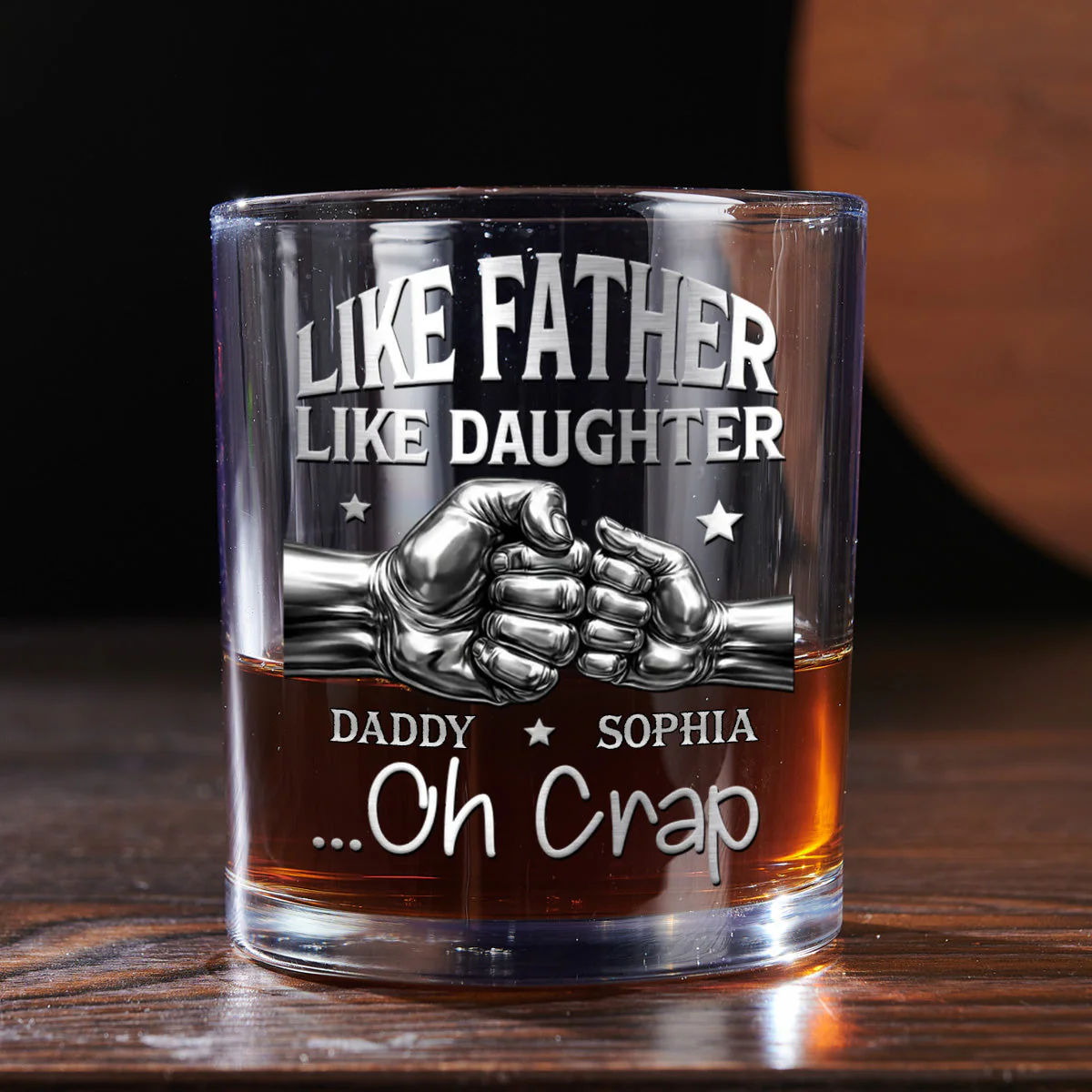 Like Father Like Daughter - Personalized Whiskey Glass - Gift For Dad, Grandpa - Image 8