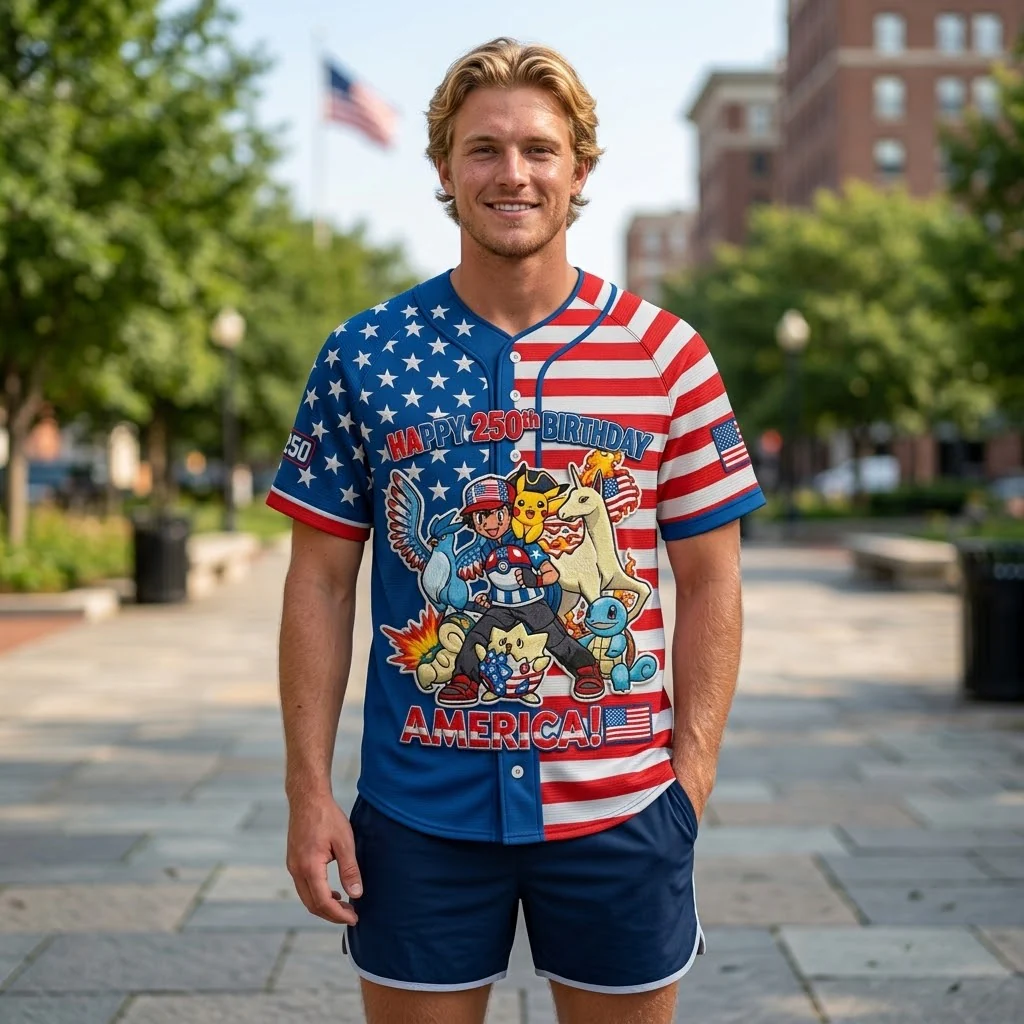 Limited Edition PoMo Celebrate 250th America x 30th Catching Them All - Personalized Baseball Jersey - Gift For Movie Fans NL122 - Image 3