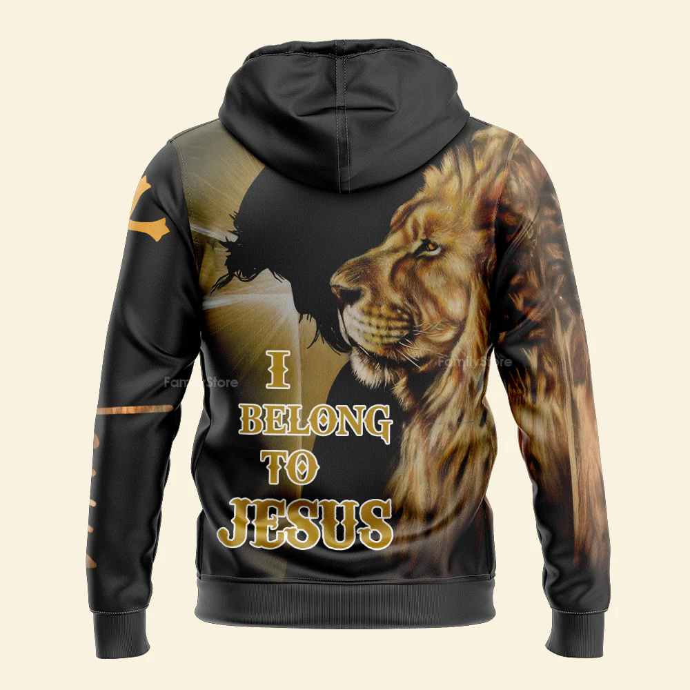 Lion Love I Belong To Jesus Hoodie Over Print For Men And Women - Image 4