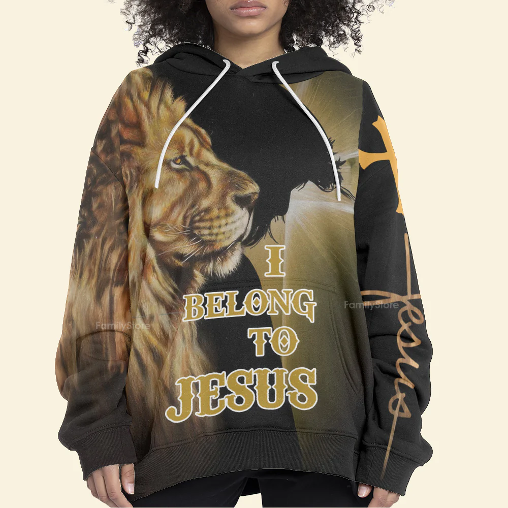Lion Love I Belong To Jesus Hoodie Over Print For Men And Women - Image 5