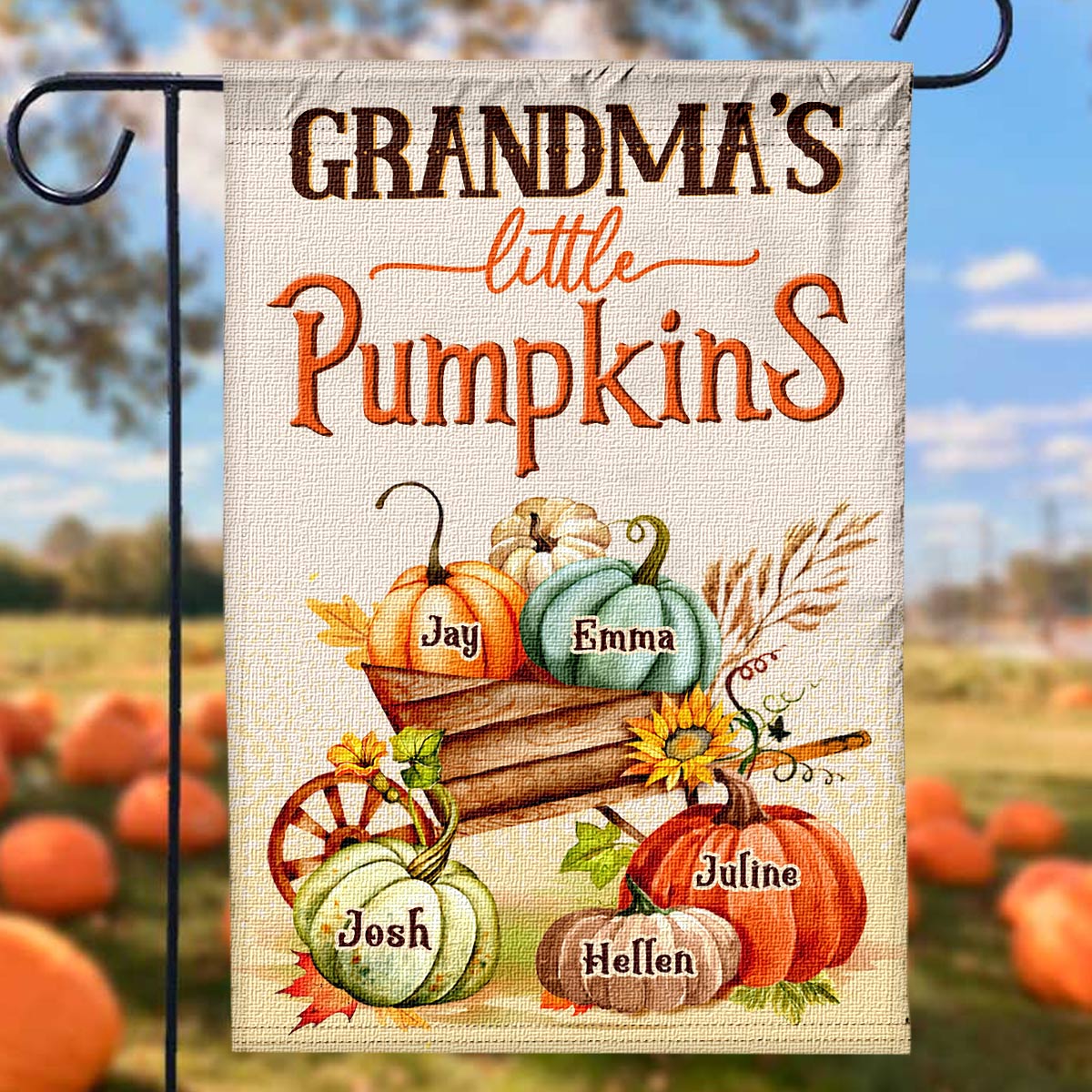Little Pumpkins Of Grandma - Personalized Flag - Gift For Family, Thanksgiving, Halloween Fall Season HH01