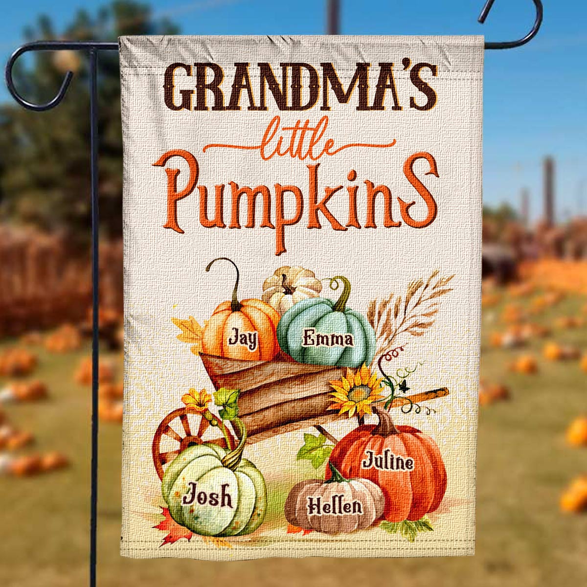 Little Pumpkins Of Grandma - Personalized Flag - Gift For Family, Thanksgiving, Halloween Fall Season HH01 - Image 2