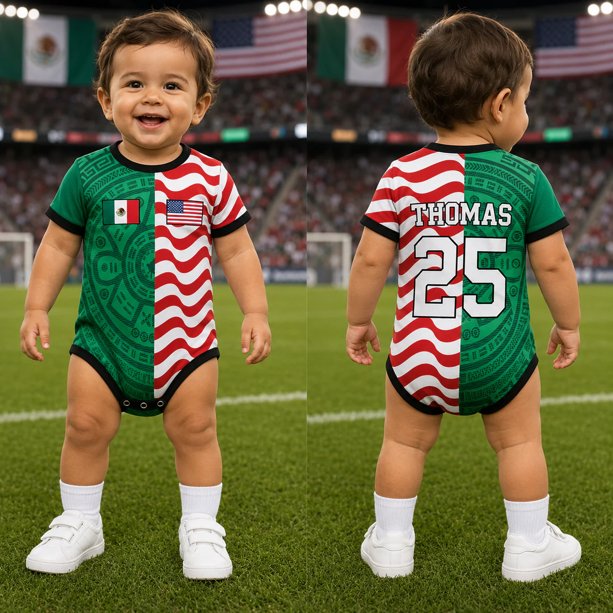 Little Soccer Fan Two Teams Version - Personalized Baby Jersey Bodysuit - Gift For Baby Shower, New Moms, New Dads, Soccer Fans